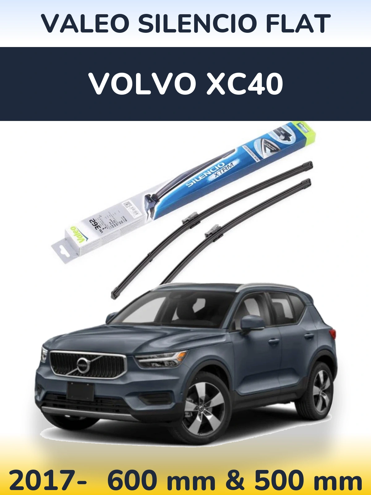 Komplet przednich wycieraczek Valeo Silencio Flat 600 & 500 mm do Volvo XC40 2017-2026