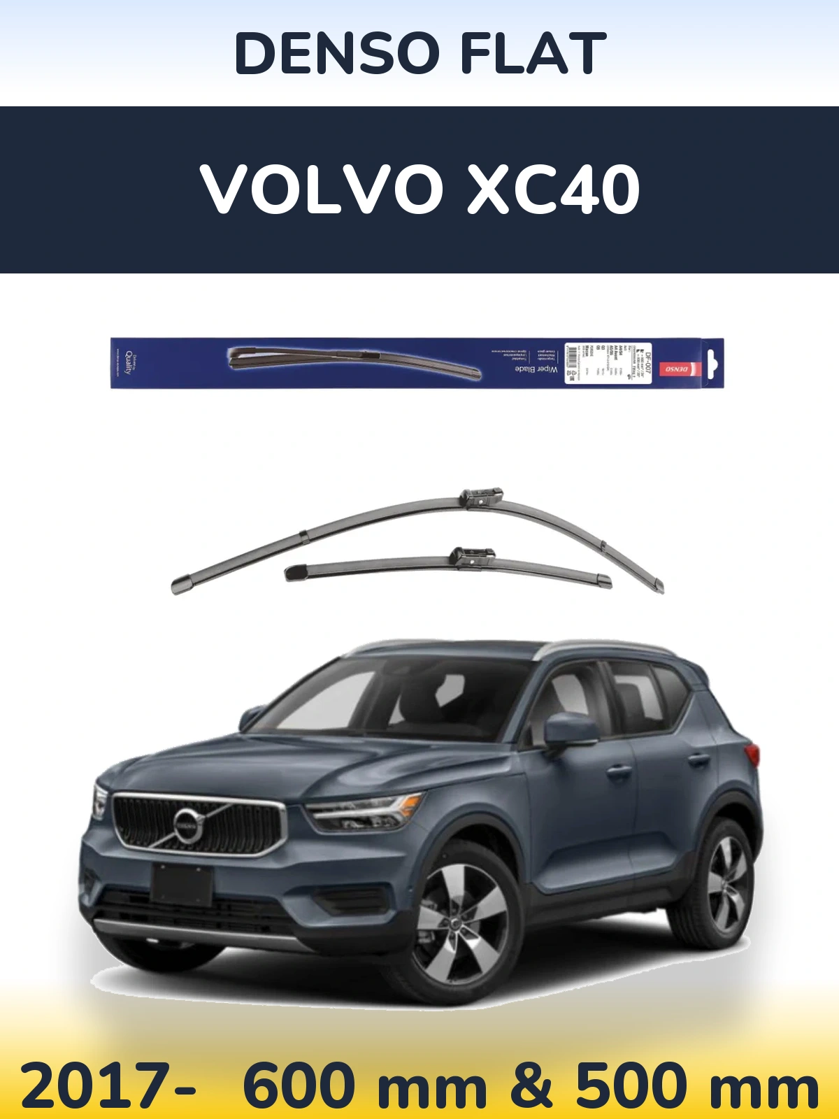 Komplet przednich wycieraczek Denso Flat 600 & 500 mm do Volvo XC40 2017-2026