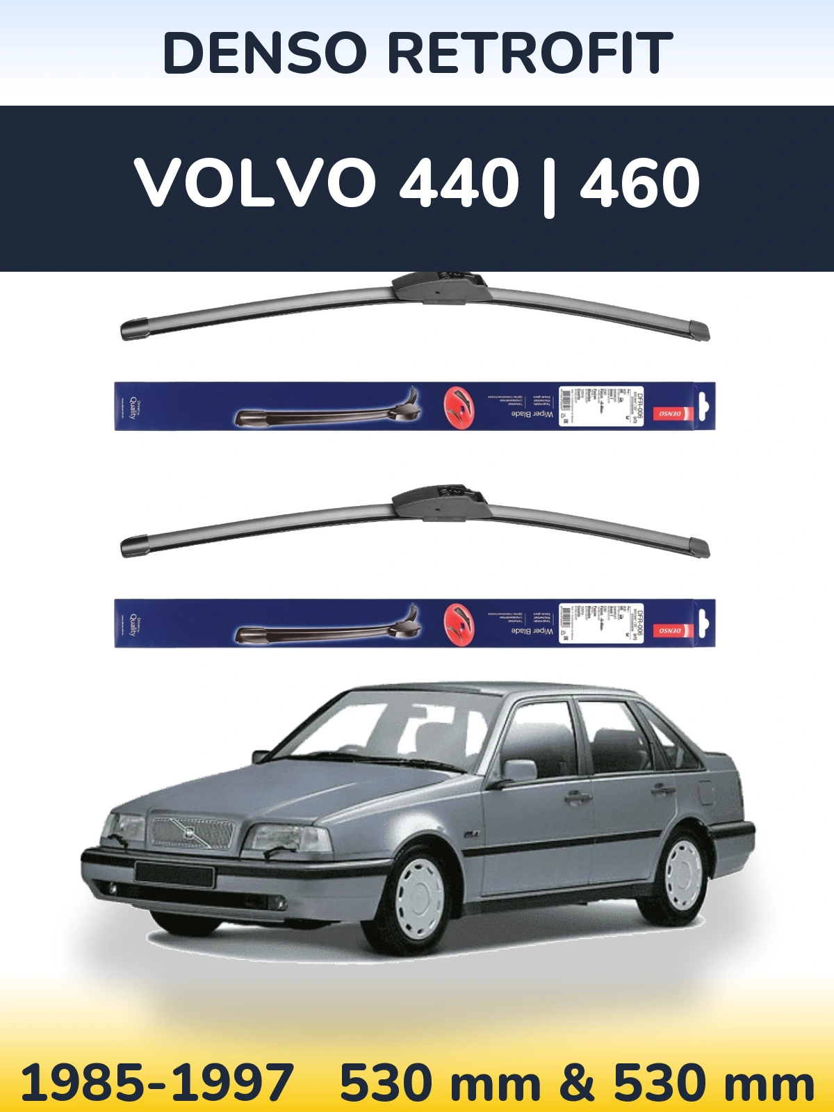 Комплект передних дворников Denso Retrofit 530 & 530 мм для Volvo 440 | 460 1985-1997
