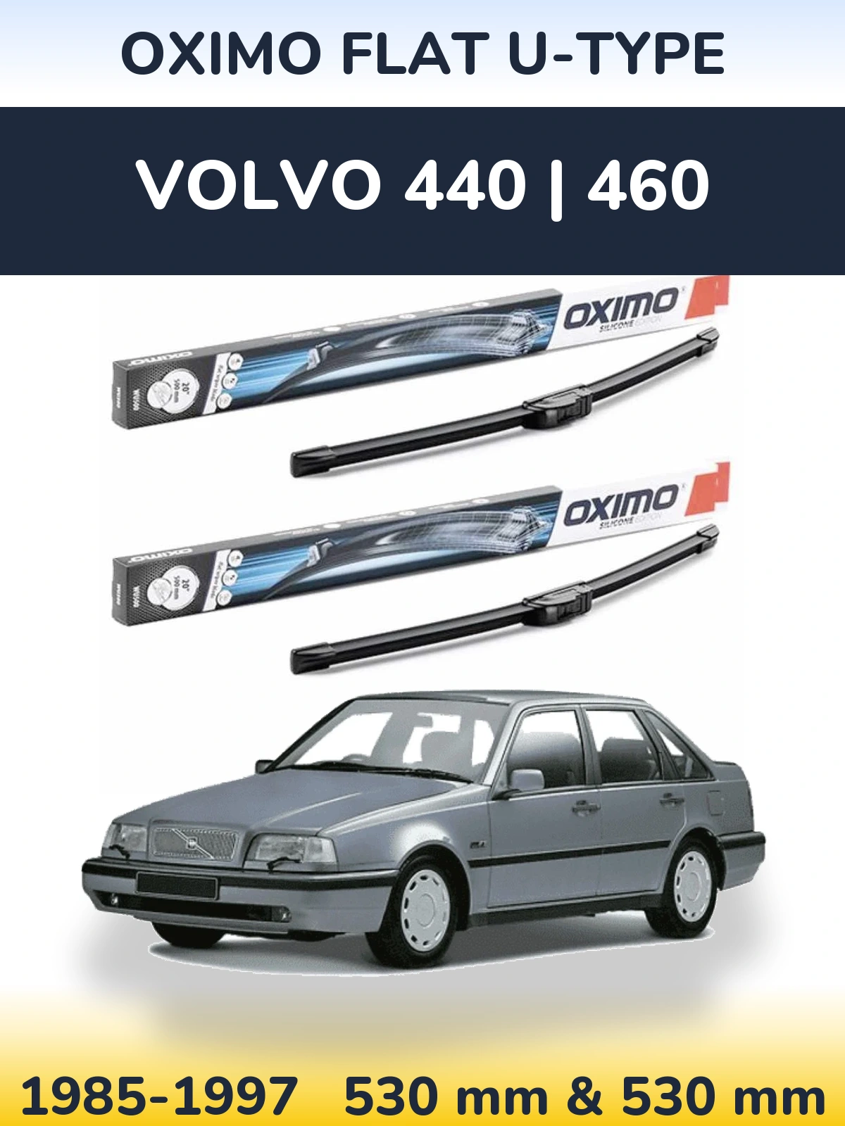 Комплект передних дворников Oximo Flat U-type 530 & 530 мм для Volvo 440 | 460 1985-1997