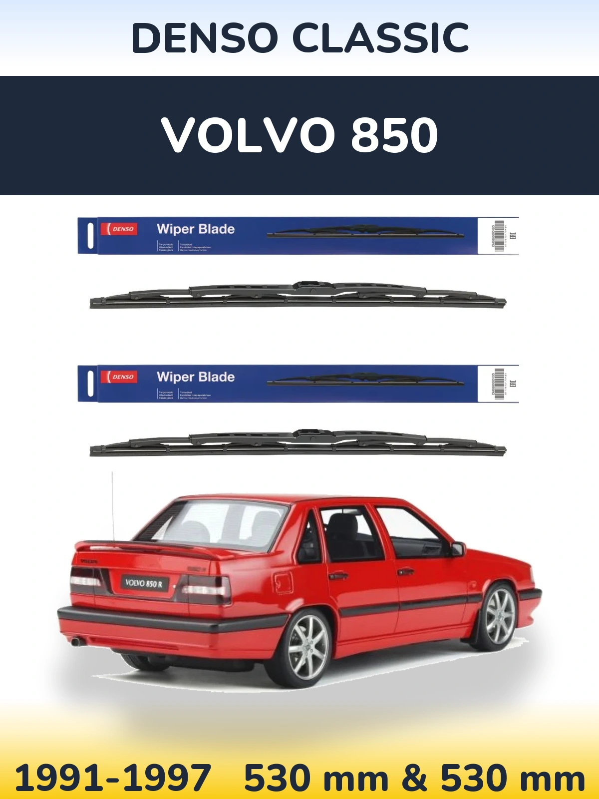Komplet przednich wycieraczek Denso Classic 530 & 530 mm do Volvo 850 1991-1997