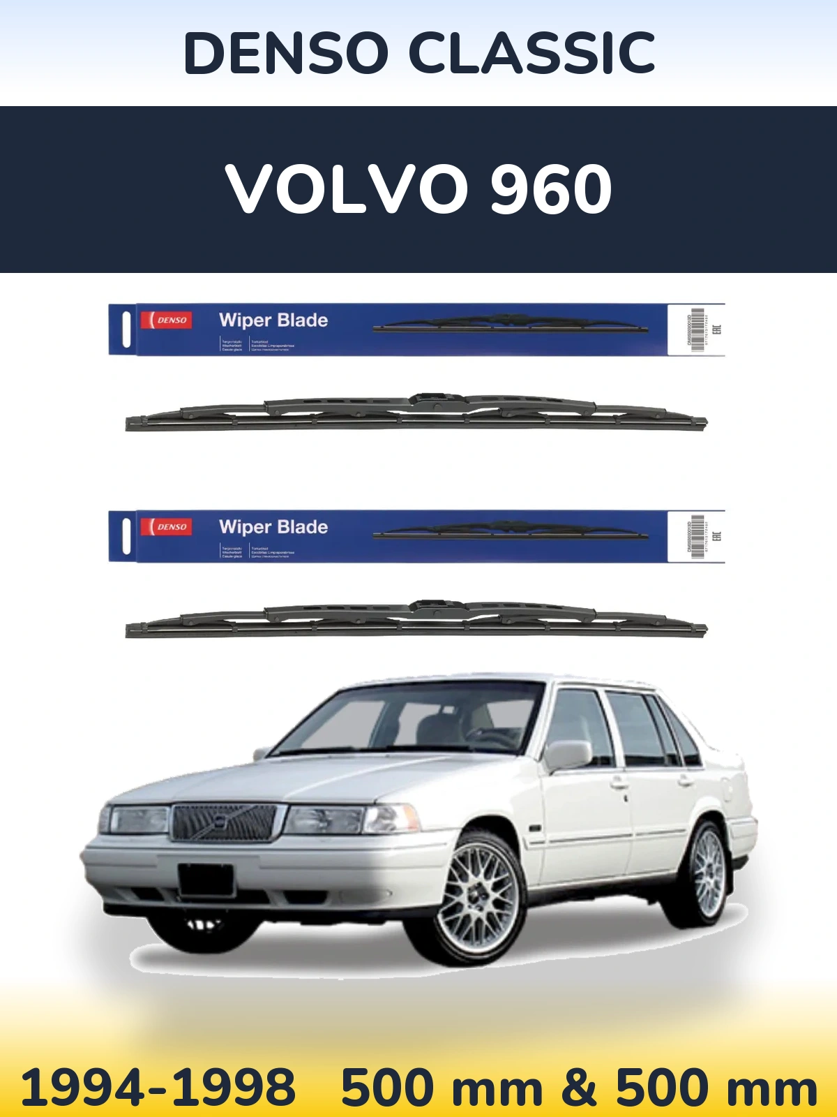 Komplet przednich wycieraczek Denso Classic 500 & 500 mm do Volvo 960 1994-1998