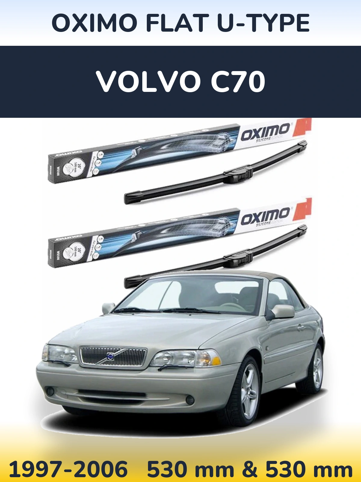 Komplet przednich wycieraczek Oximo Flat U-type 530 & 530 mm do Volvo C70 1997-2006