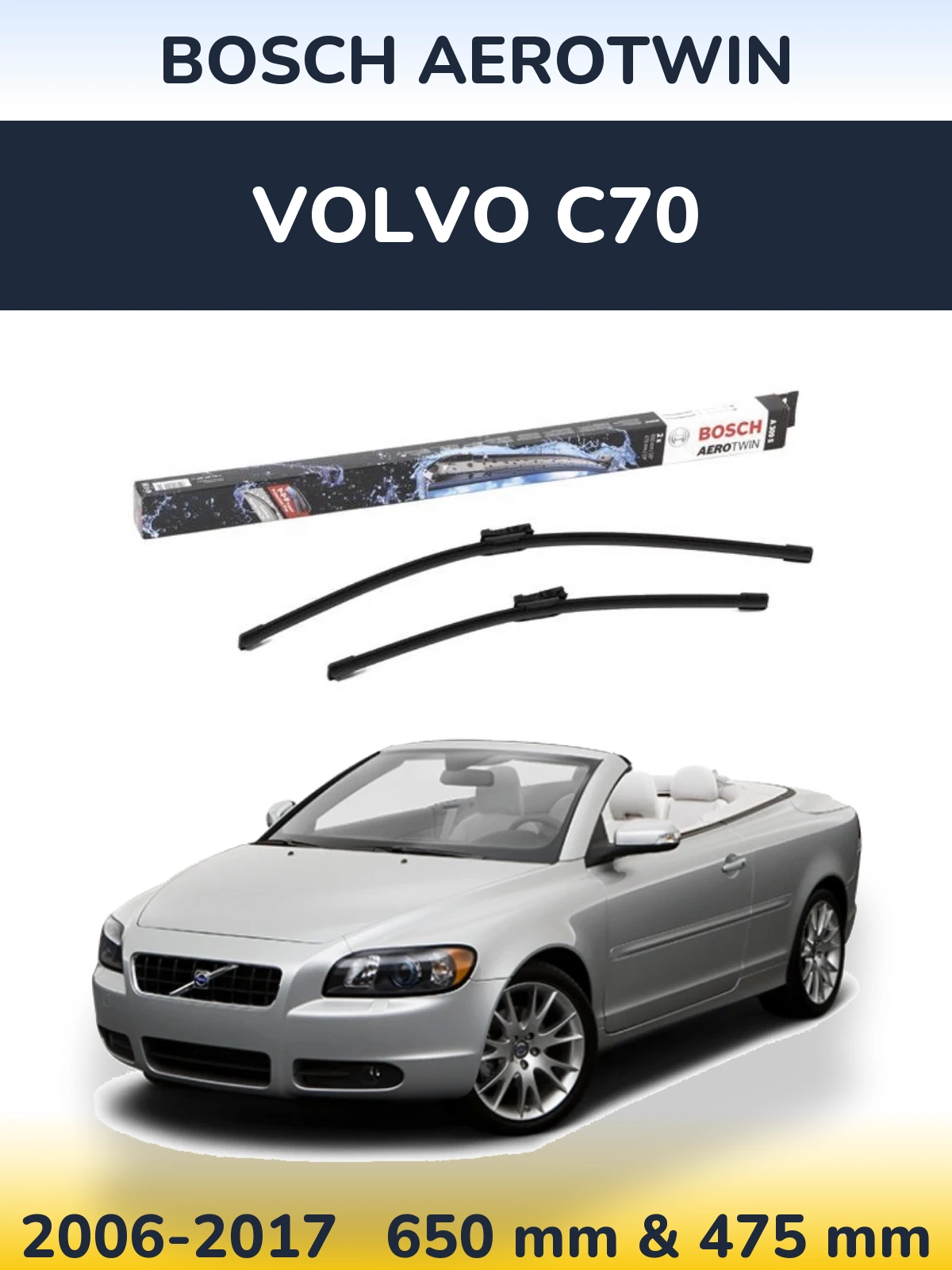 Komplet przednich wycieraczek BOSCH AeroTwin 650 & 475 mm do Volvo C70 2006-2017