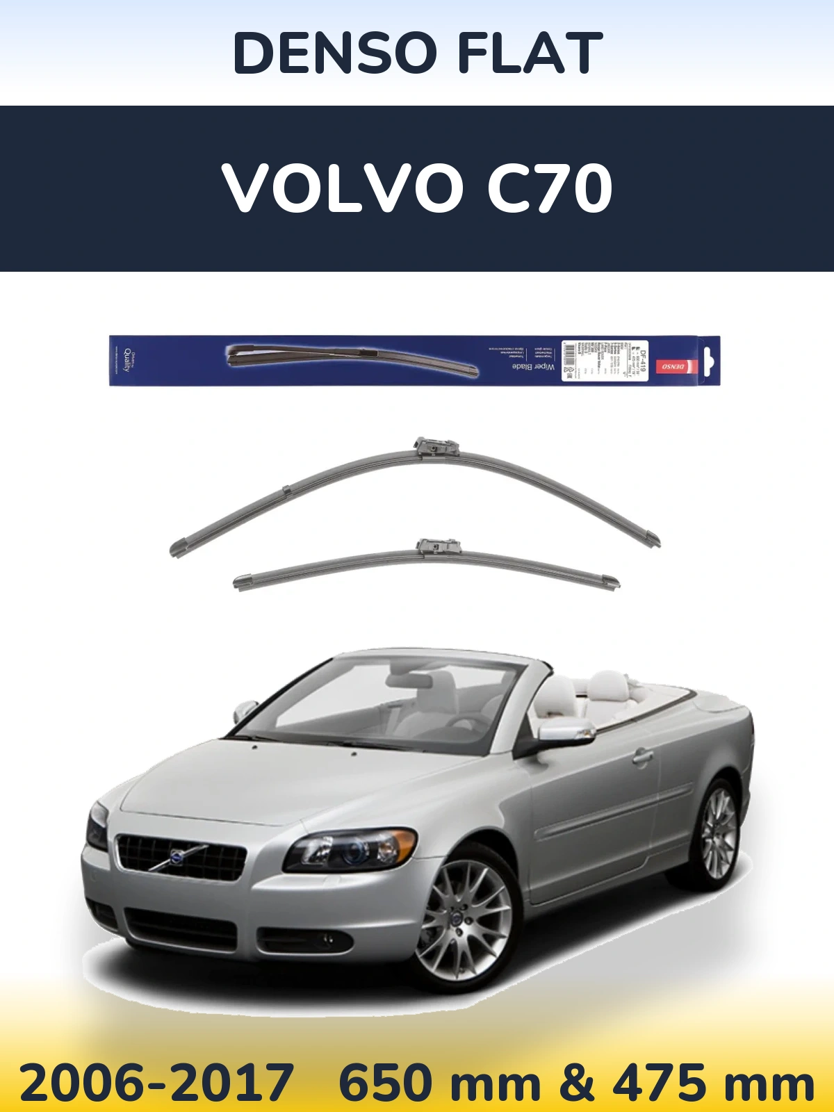 Komplet przednich wycieraczek Denso Flat 650 & 475 mm do Volvo C70 2006-2017