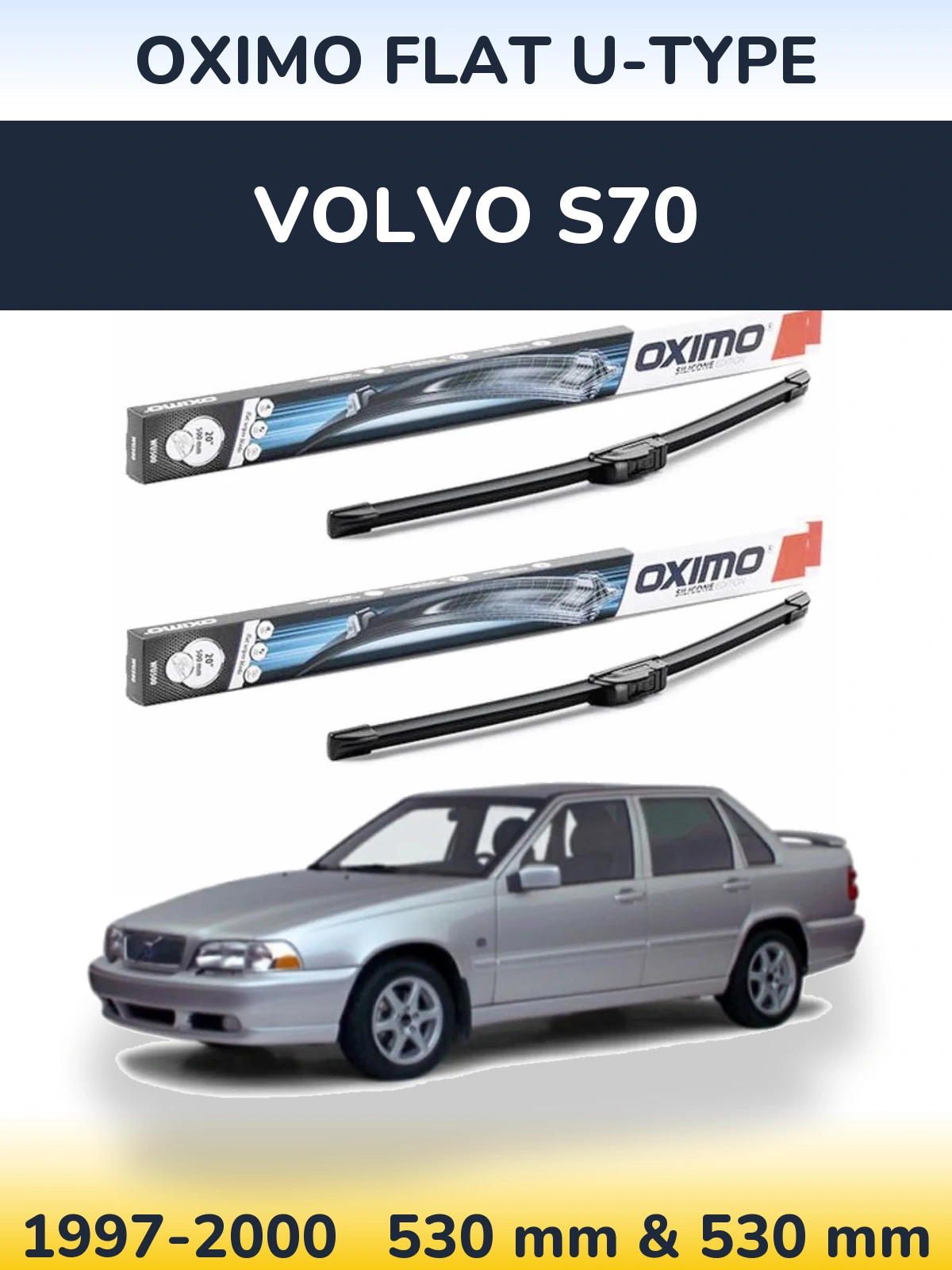 Komplet przednich wycieraczek Oximo Flat U-type 530 & 530 mm do Volvo S70 1997-2000