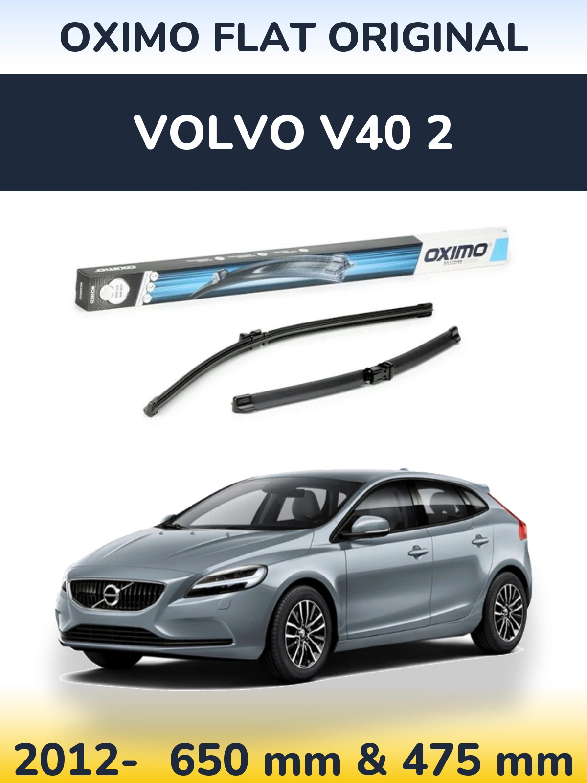 Komplet przednich wycieraczek Oximo Flat Original 650 & 475 mm do Volvo V40 2 2012-2026