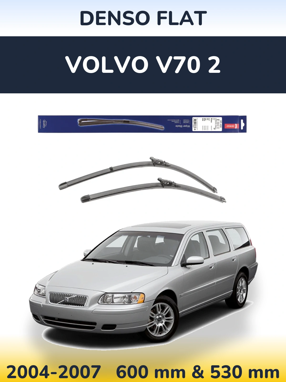 Комплект передних дворников Denso Flat 600 & 550 мм для Volvo V70 2 2004-2007