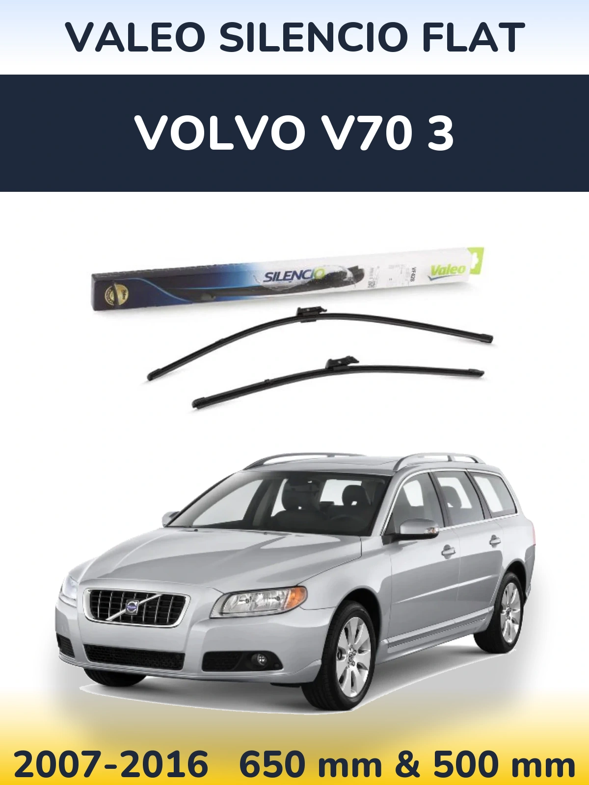 Комплект передних дворников Valeo Silencio Flat 650 & 500 мм для Volvo V70 3 2007-2016