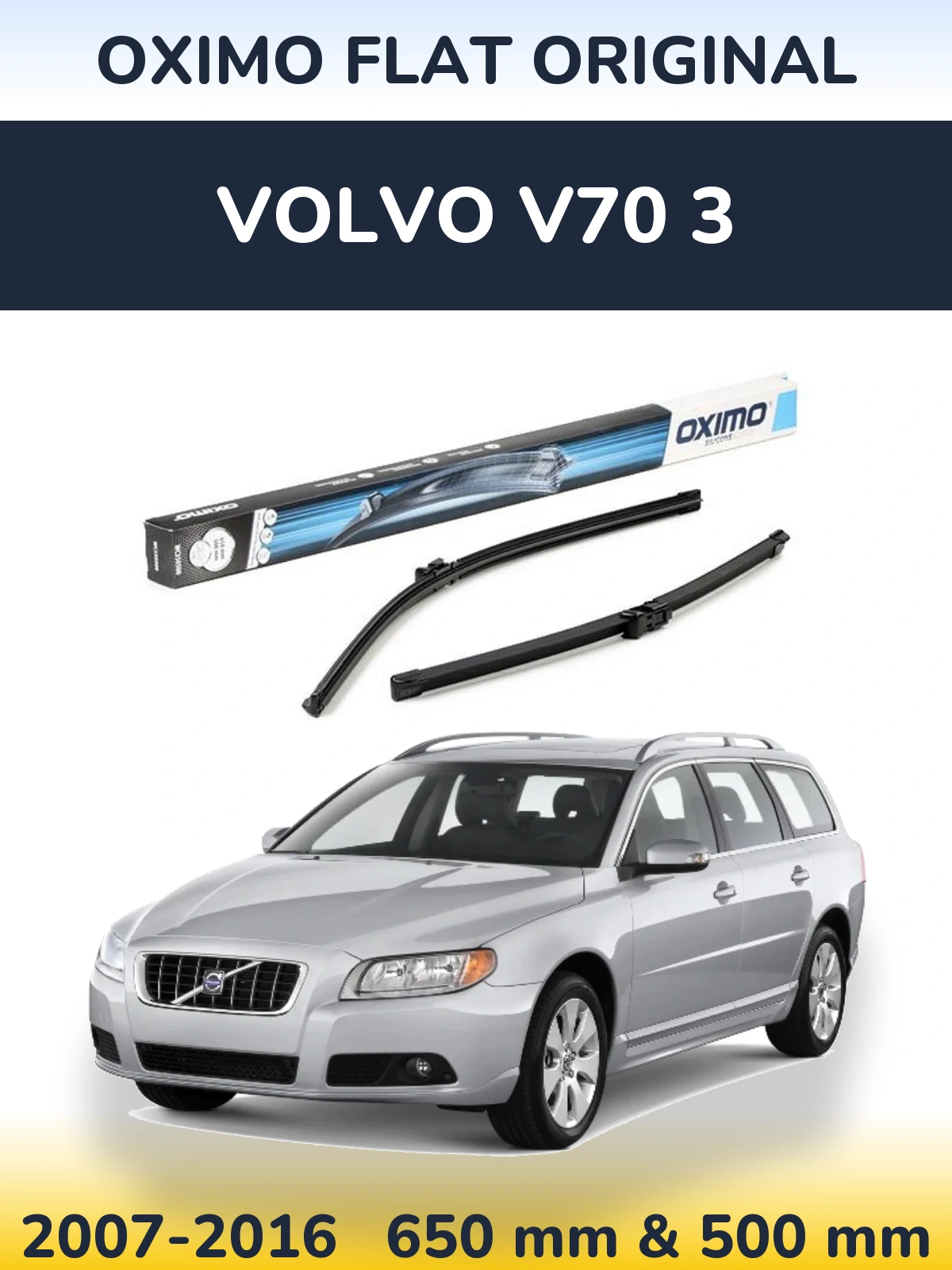 Комплект передних дворников Oximo Flat Original 650 & 500 мм для Volvo V70 3 2007-2016