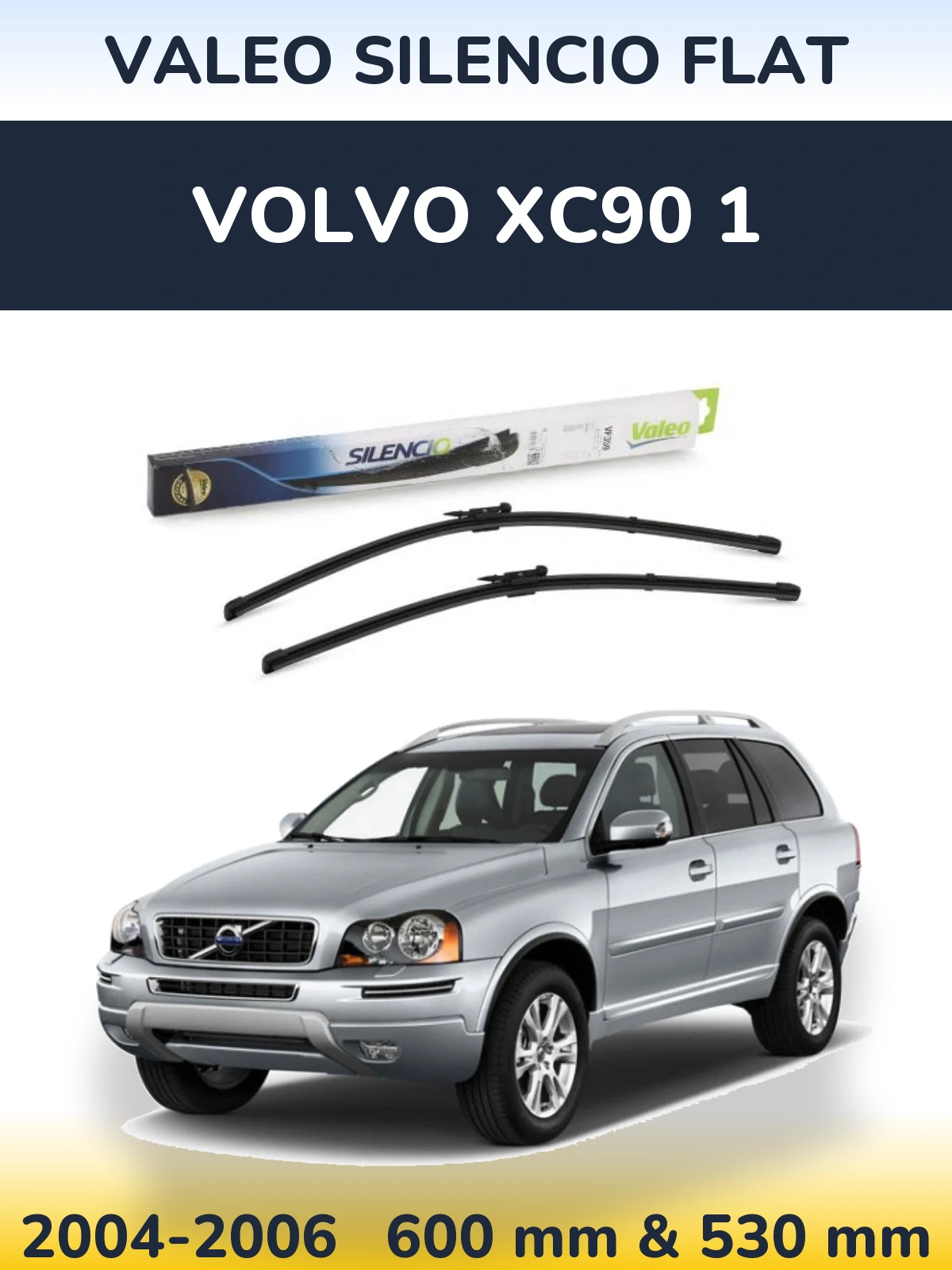 Komplet przednich wycieraczek Valeo Silencio Flat 600 & 550 mm do Volvo XC90 1 2004-2006