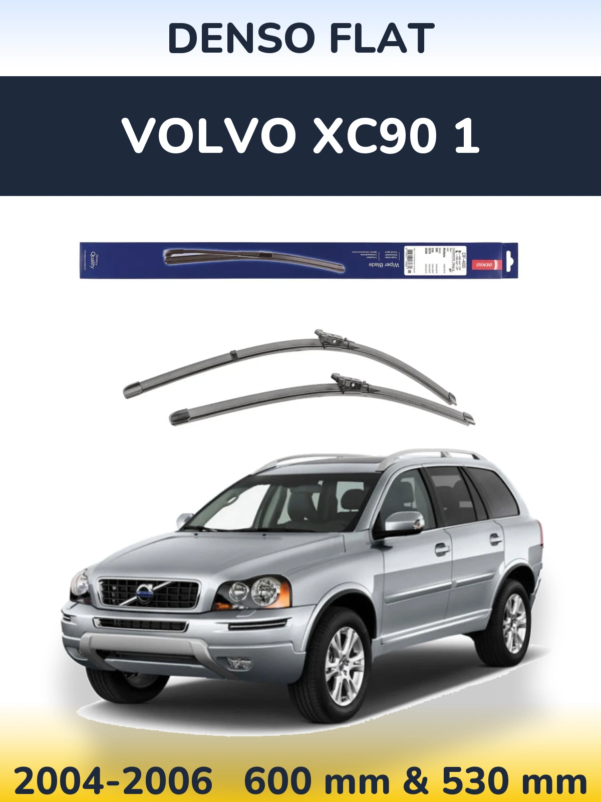 Front wiper blade set Denso Flat 600 & 550 mm for Volvo XC90 1 2004-2006