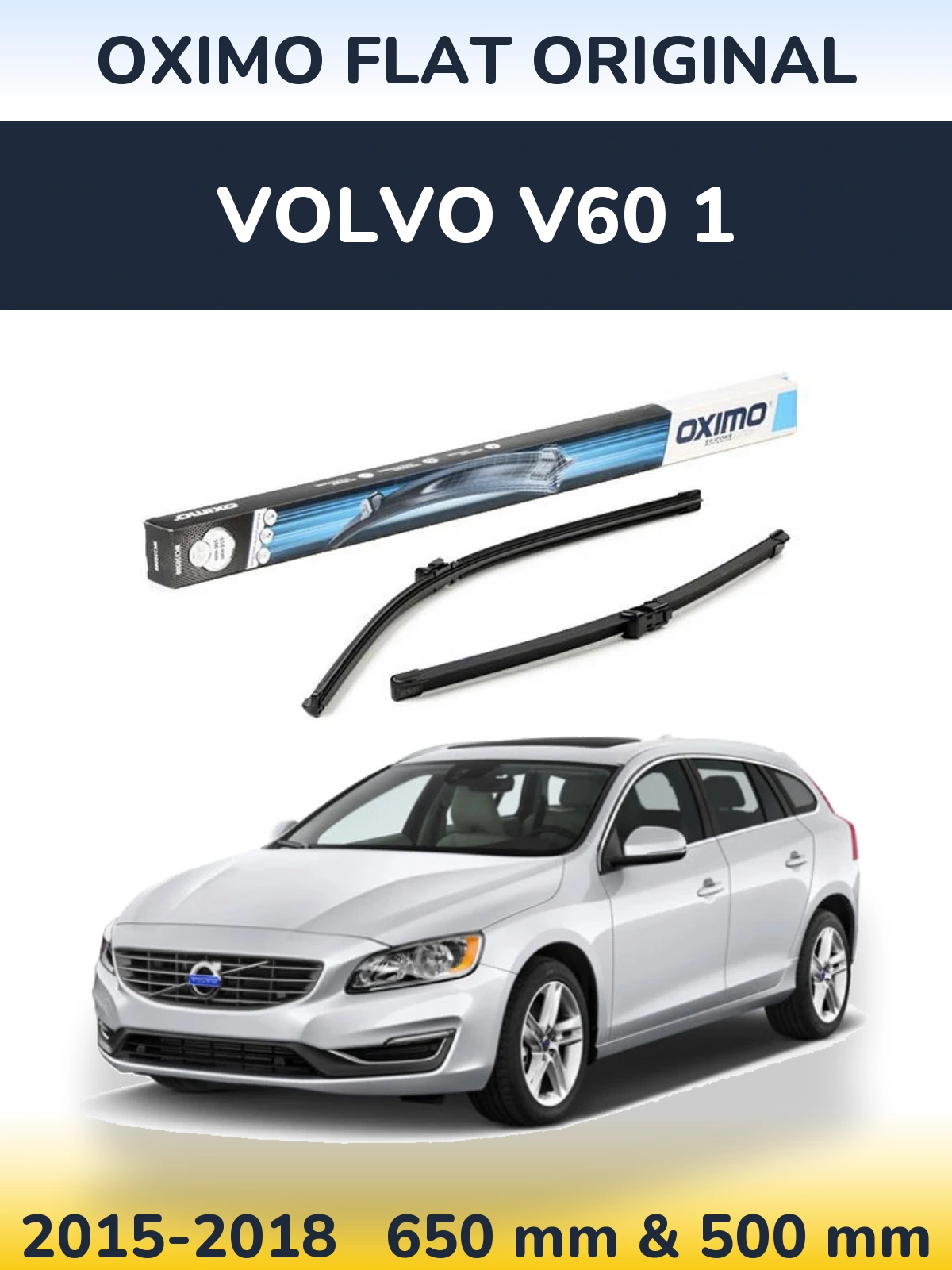 Komplet przednich wycieraczek Oximo Flat Original 650 & 500 mm do Volvo V60 1 2015-2018