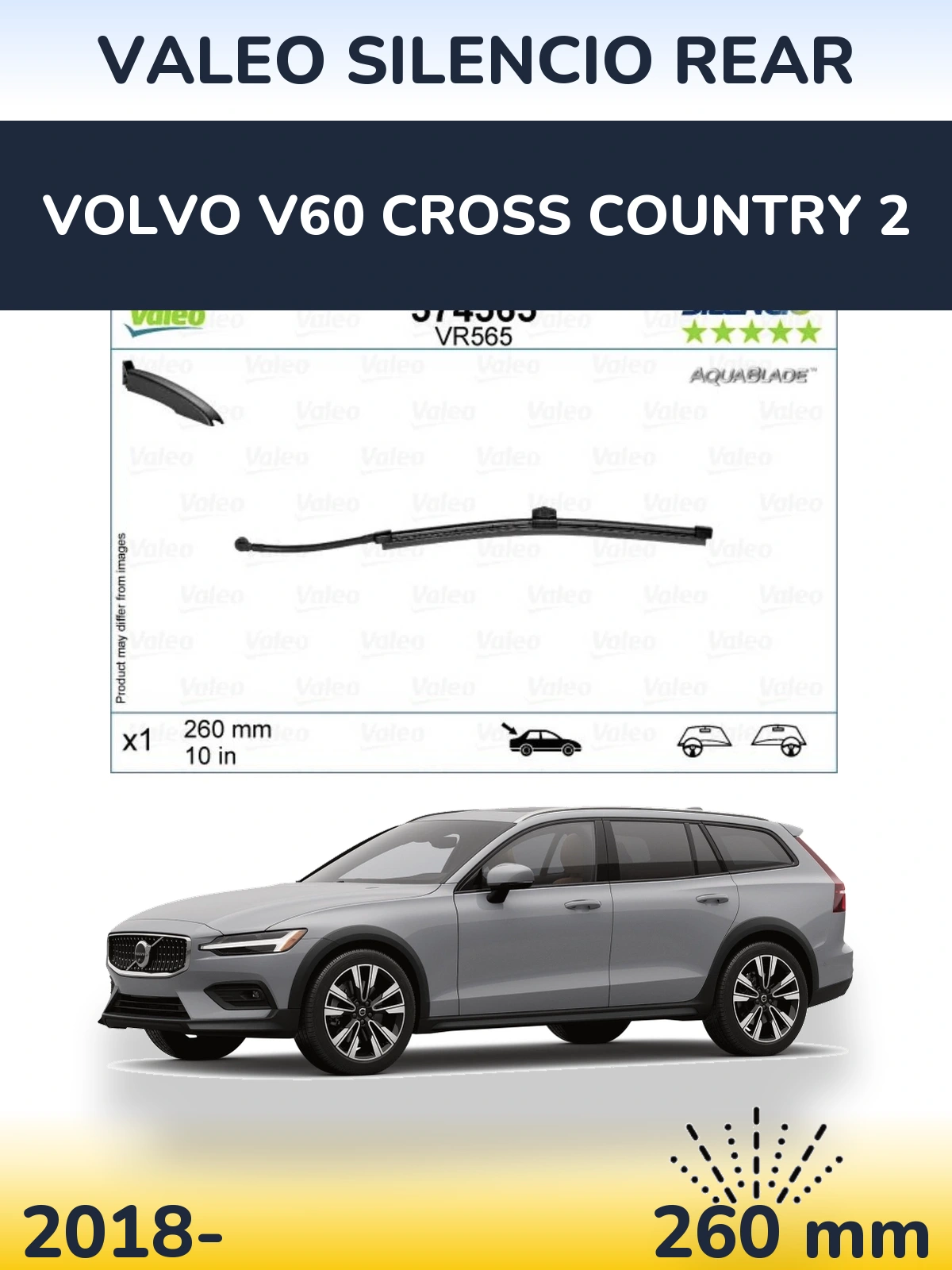 Tylna wycieraczka Valeo Silencio Rear 260 mm do Volvo V60 Cross Country 2 2018-2026