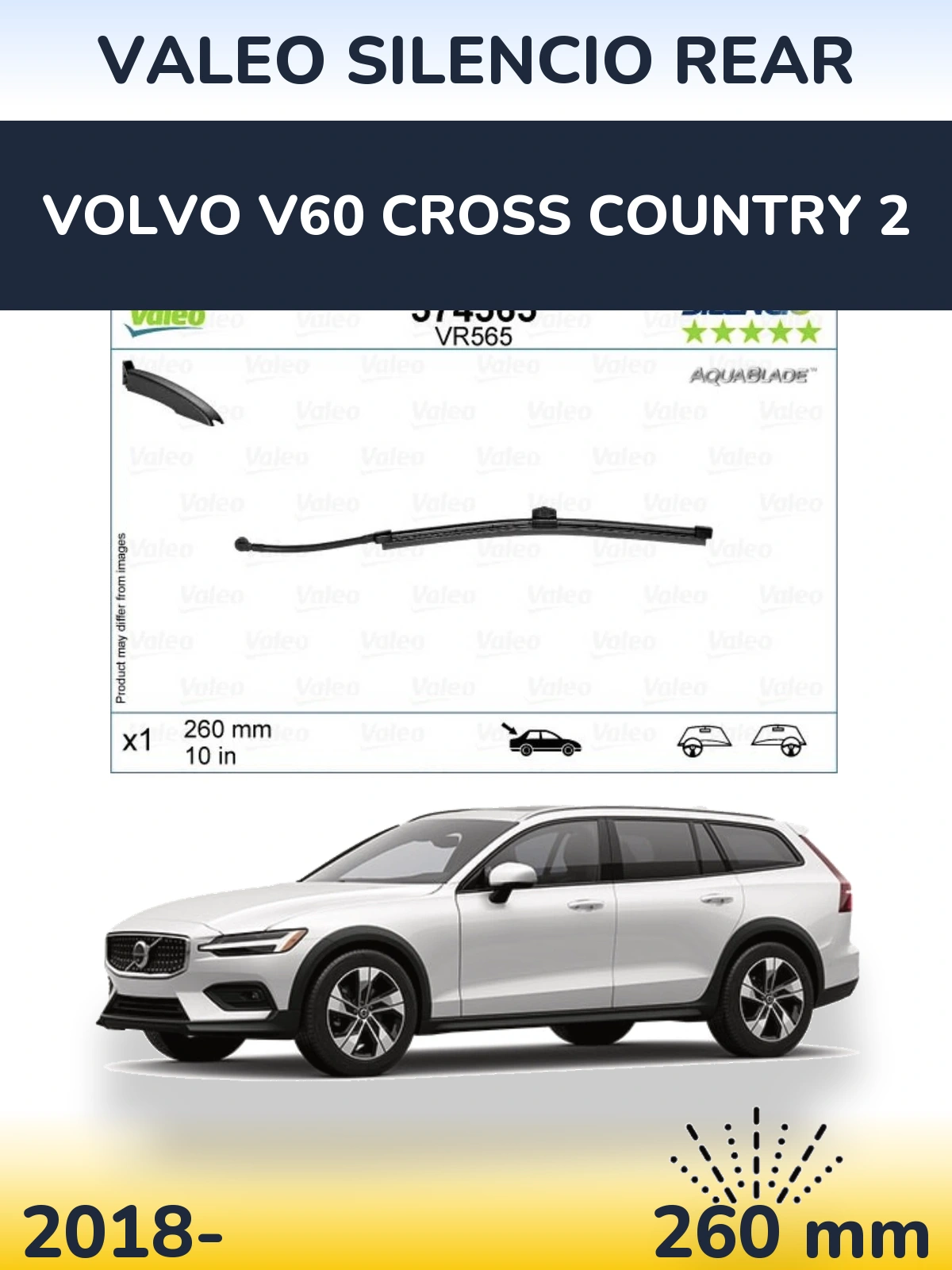 Tylna wycieraczka Valeo Silencio Rear 260 mm do Volvo V60 Cross Country 2 2018-2026