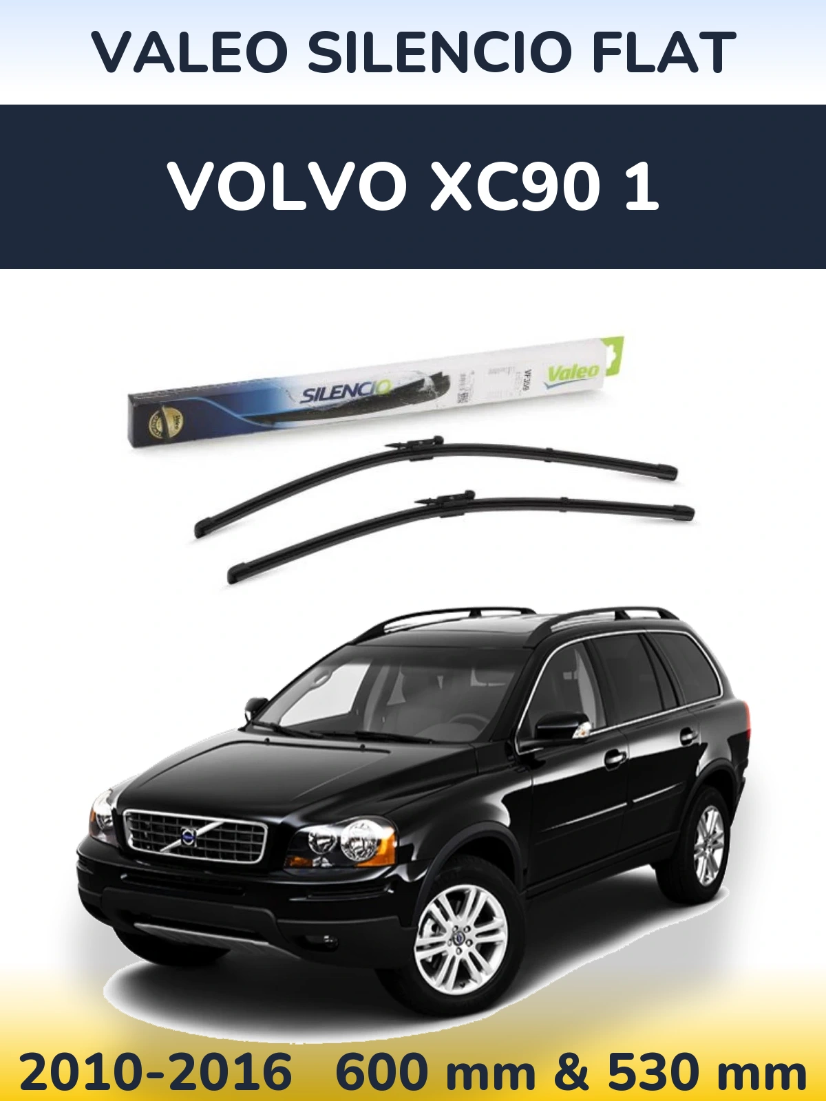 Front wiper blade set Valeo Silencio Flat 600 & 550 mm for Volvo XC90 1 2010-2016