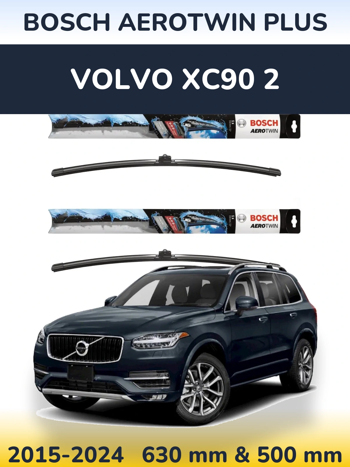 Komplet przednich wycieraczek BOSCH AeroTwin Plus 600 & 500 mm do Volvo XC90 2 2015-2024