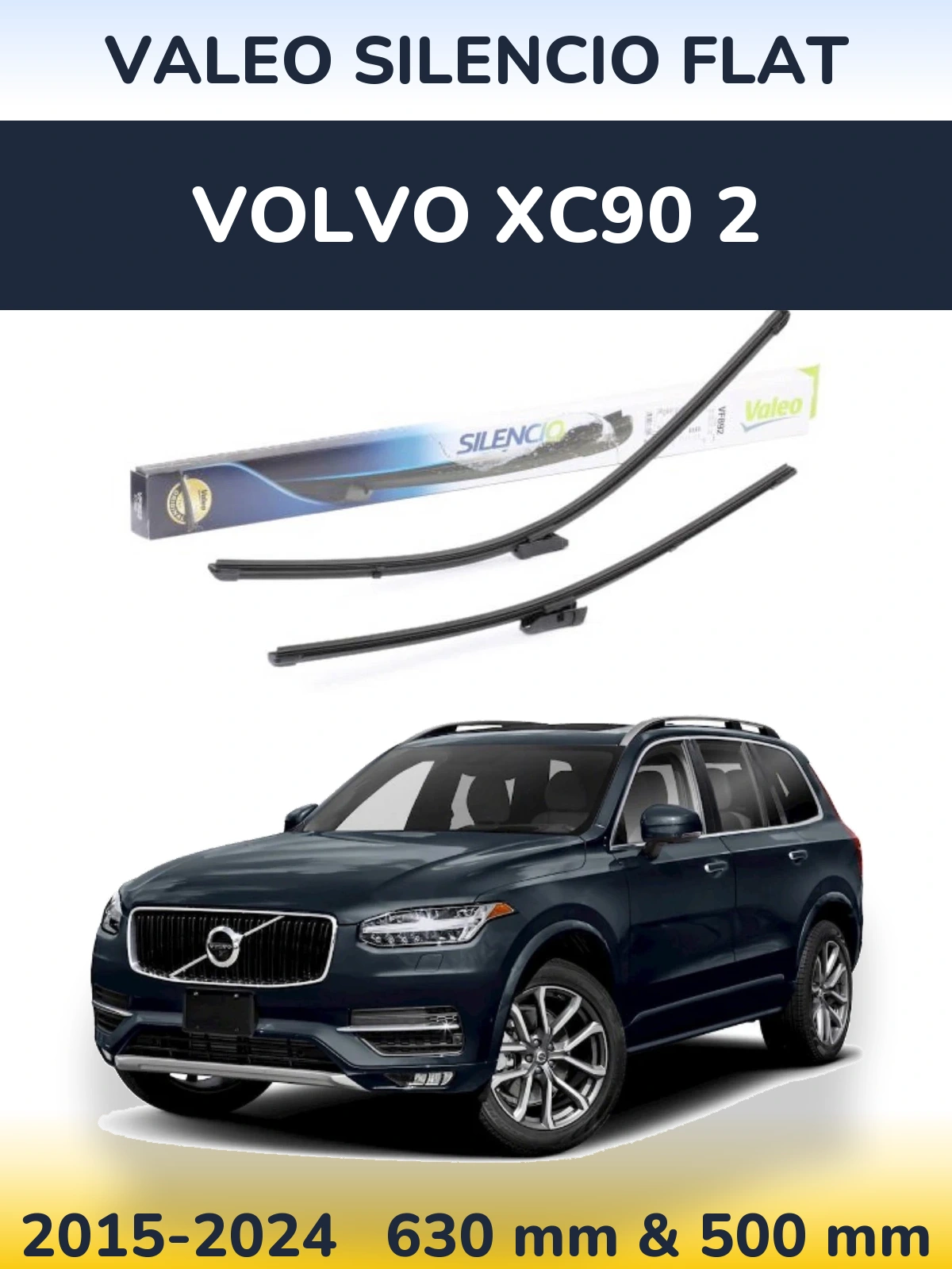 Komplet przednich wycieraczek Valeo Silencio Flat 630 & 500 mm do Volvo XC90 2 2015-2024