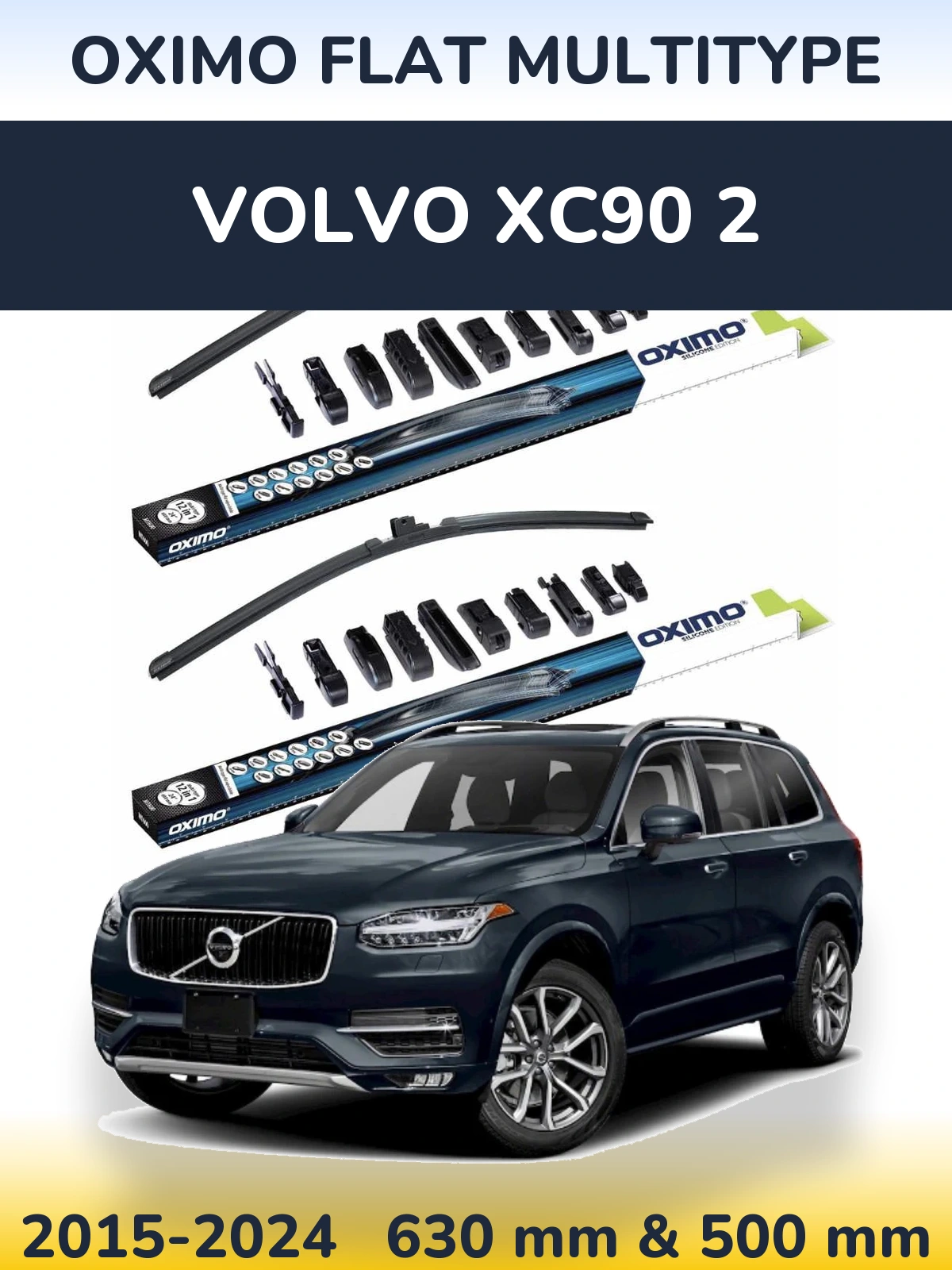 Комплект передних дворников Oximo Flat MultiТипe 600 & 500 мм для Volvo XC90 2 2015-2024