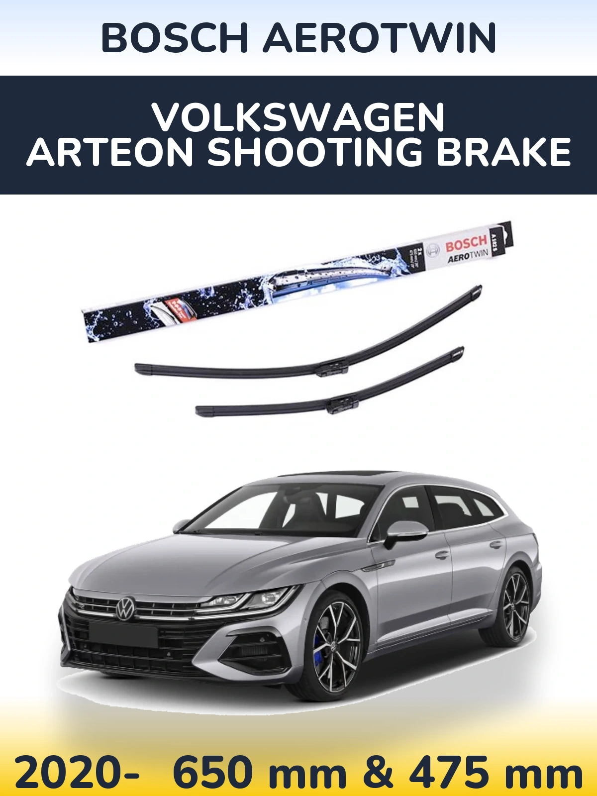 Komplet przednich wycieraczek BOSCH AeroTwin 650 & 475 mm do Volkswagen Arteon Shooting Brake 2020-2026