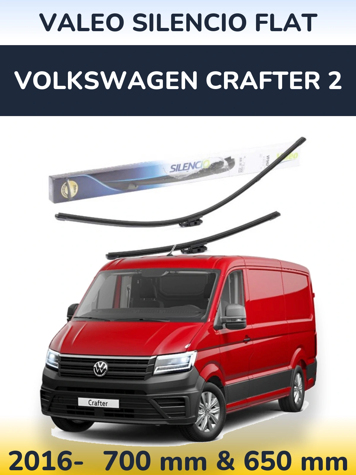 Комплект передних дворников Valeo Silencio Flat 700 & 650 мм для Volkswagen Crafter 2 2016-2026
