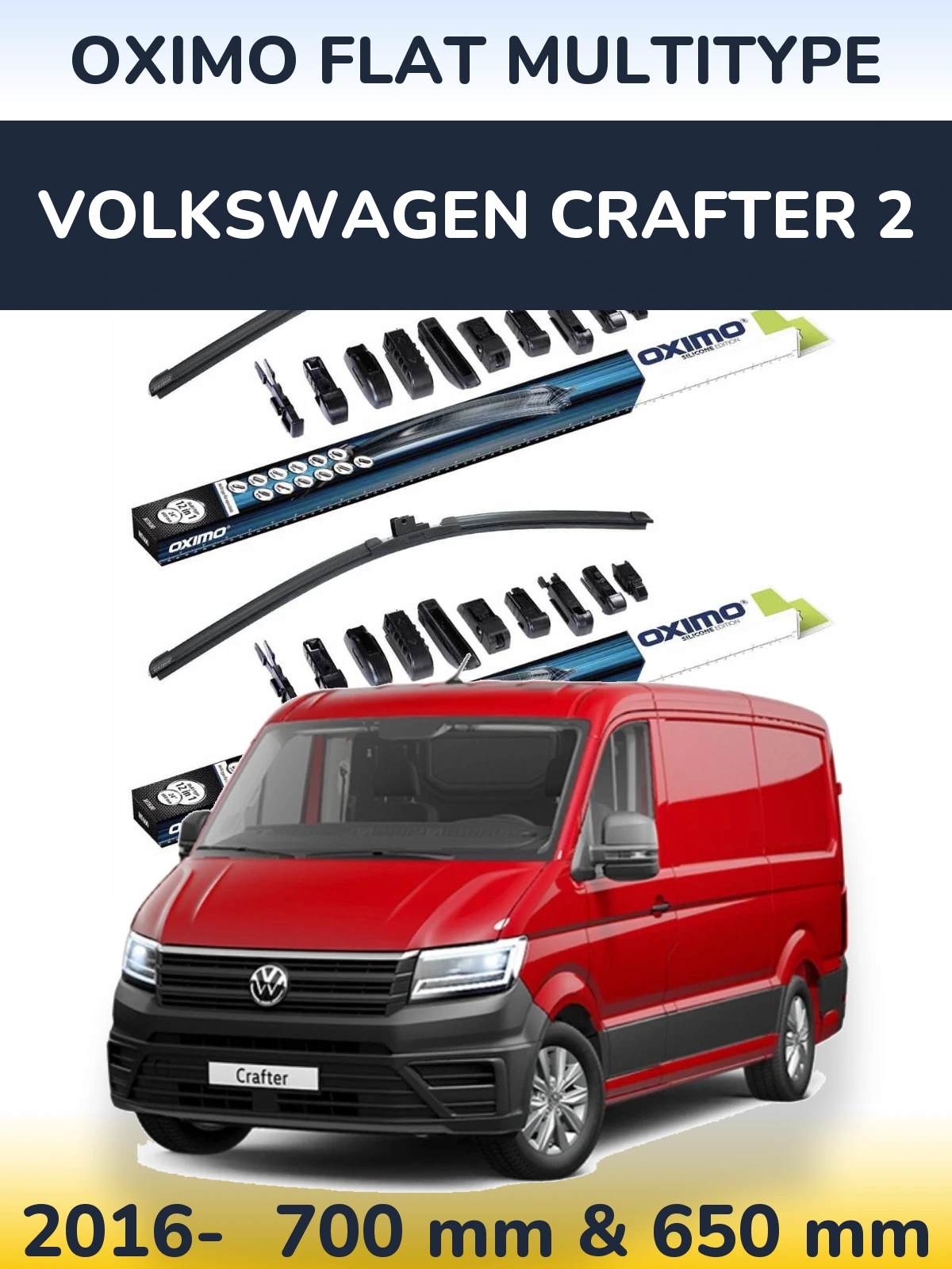 Komplet przednich wycieraczek Oximo Flat MultiType 700 & 650 mm do Volkswagen Crafter 2 2016-2026