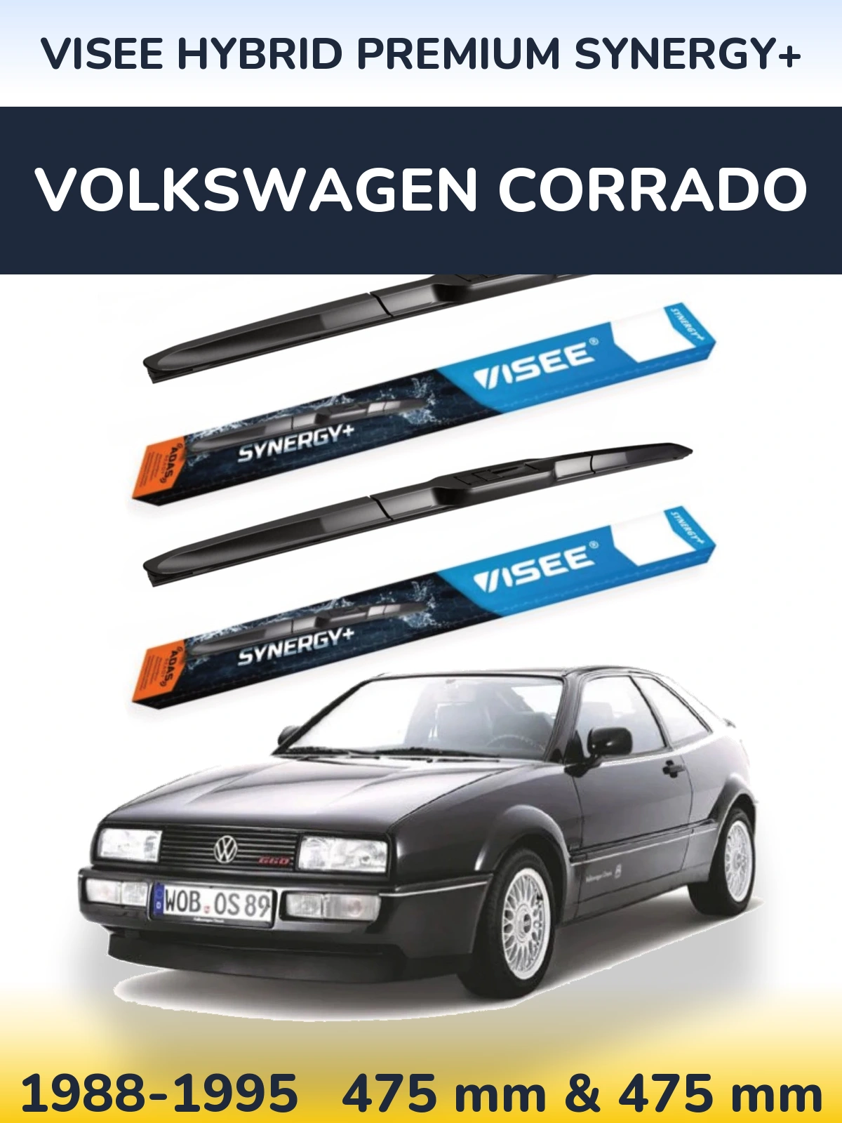Комплект передних дворников VISEE HYBRID PREMIUM SYNERGY+ 475 & 475 мм для Volkswagen Corrado 1988-1995