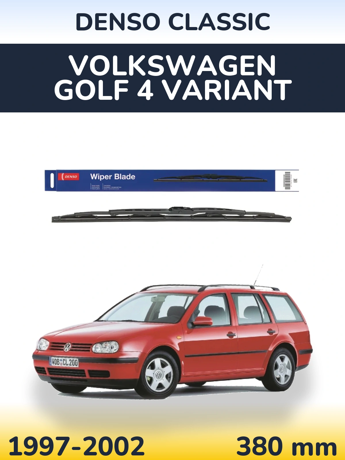 Задний дворник Denso Classic 380 мм для Volkswagen Golf 4 Variant 1997-2002