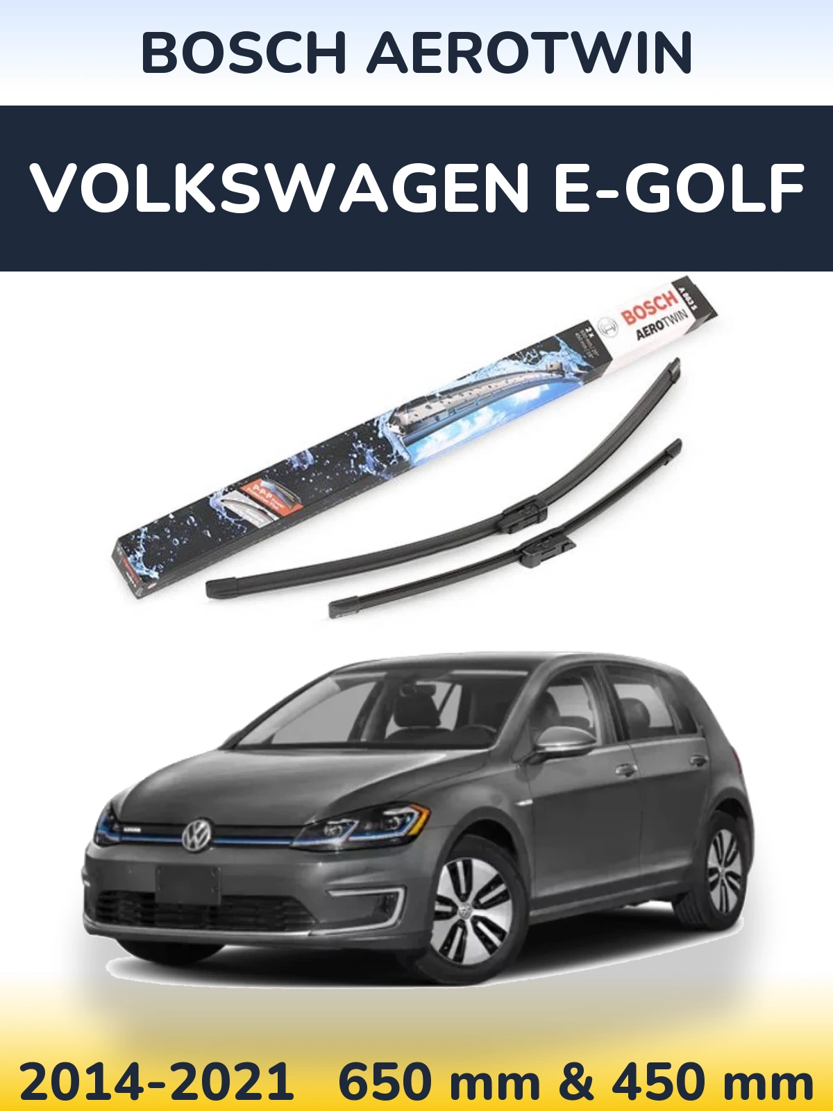 Komplet przednich wycieraczek BOSCH AeroTwin 650 & 450 mm do Volkswagen e-Golf 2014-2021