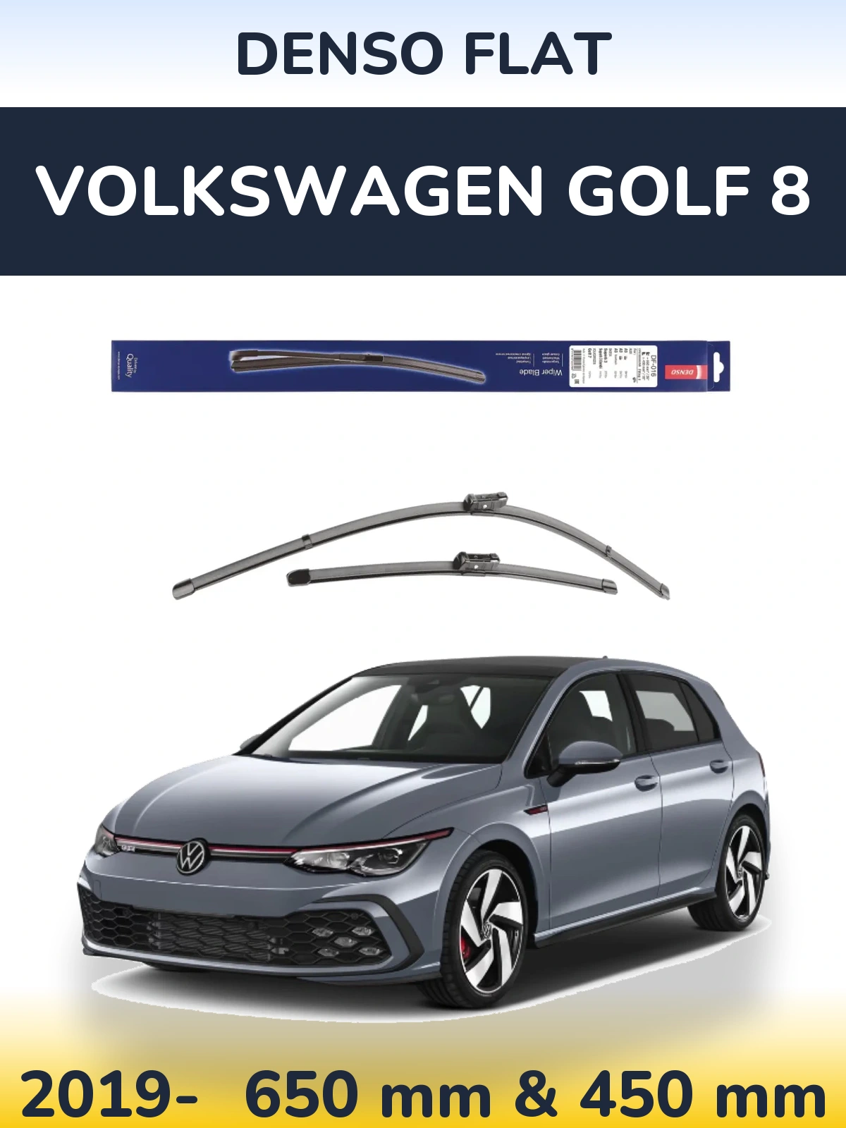 Комплект передних дворников Denso Flat 650 & 450 мм для Volkswagen Golf 8 2019-2026