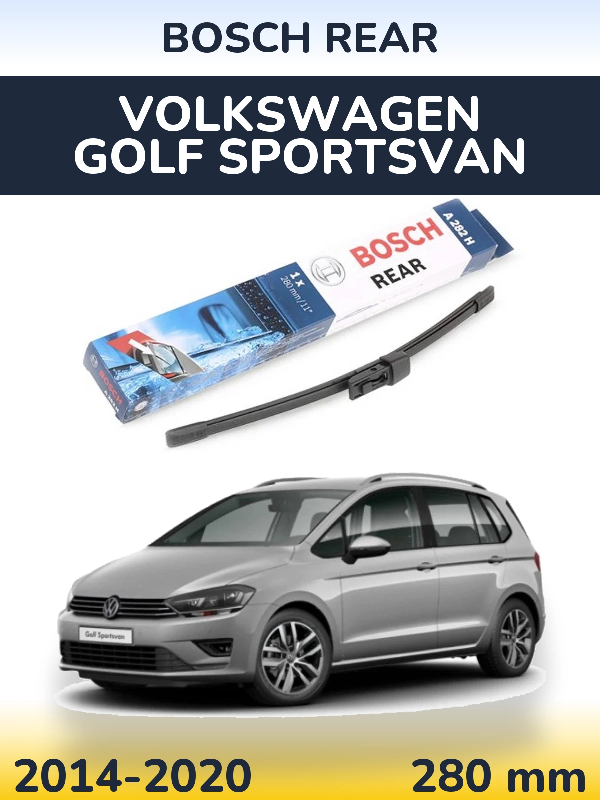 Задний дворник BOSCH Rear 280 мм для Volkswagen Golf Sportsvan 2014-2020