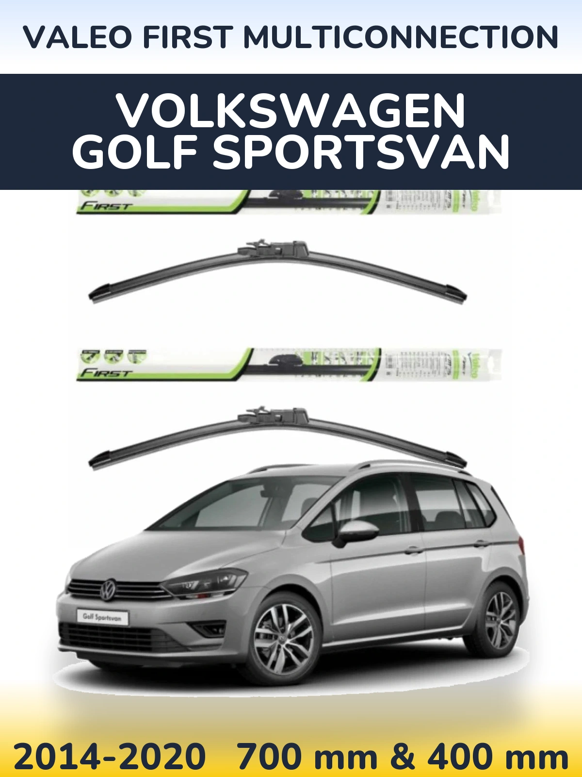 Komplet przednich wycieraczek Valeo First MultiConnection 700 & 400 mm do Volkswagen Golf Sportsvan 2014-2020