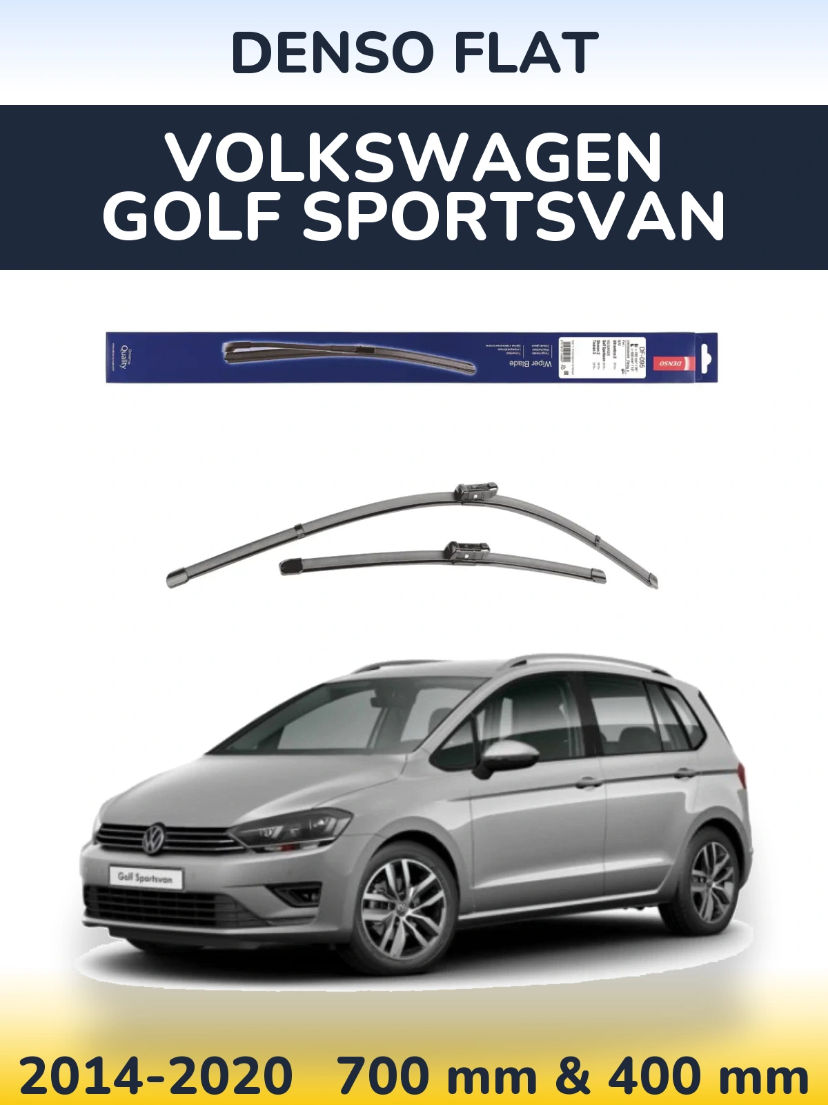 Комплект передних дворников Denso Flat 700 & 400 мм для Volkswagen Golf Sportsvan 2014-2020
