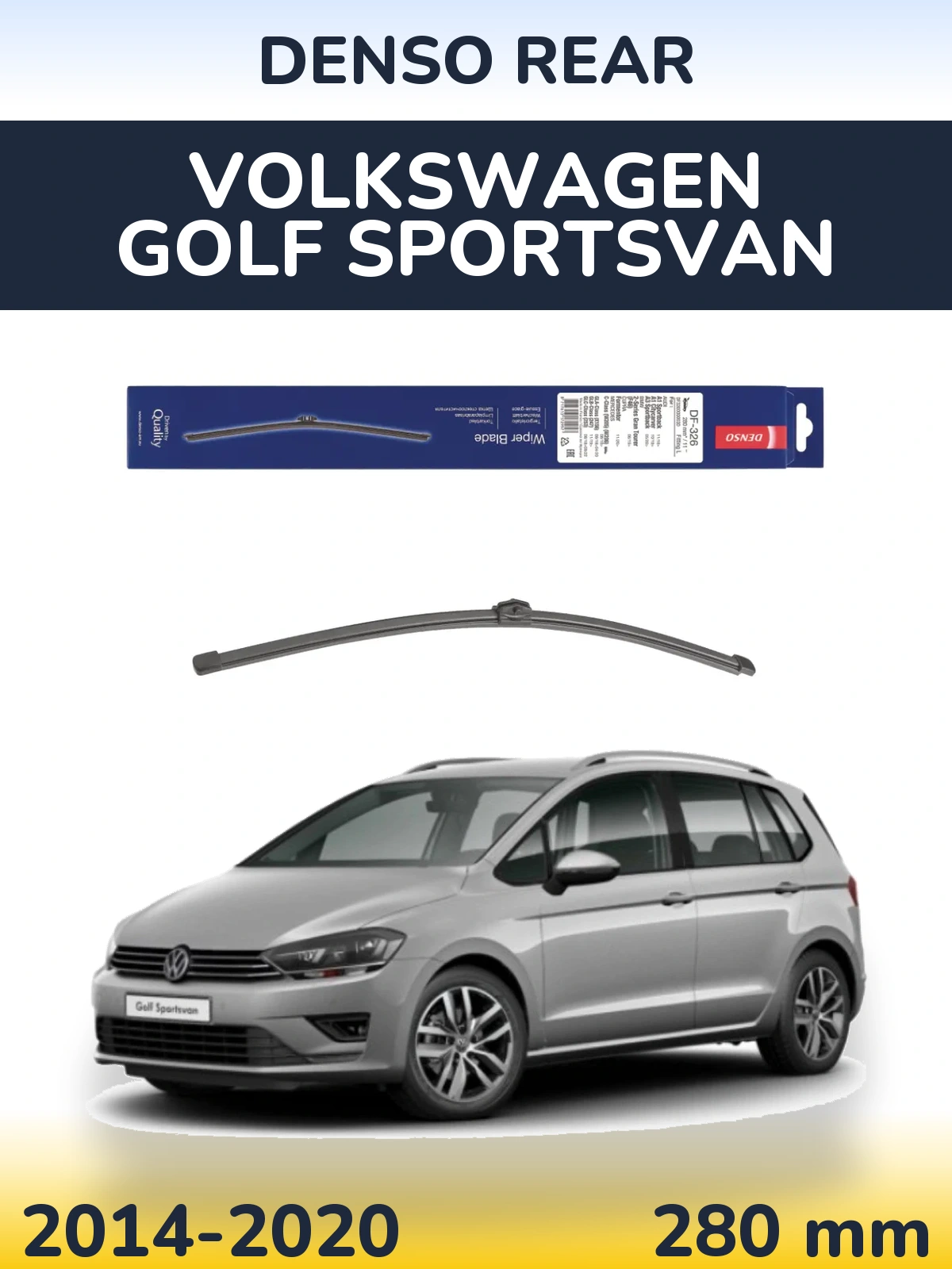 Rear wiper blade Denso Rear 285 mm for Volkswagen Golf Sportsvan 2014-2020