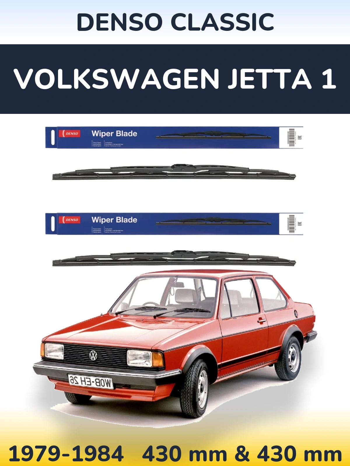 Komplet przednich wycieraczek Denso Classic 430 & 430 mm do Volkswagen Jetta 1 1979-1984