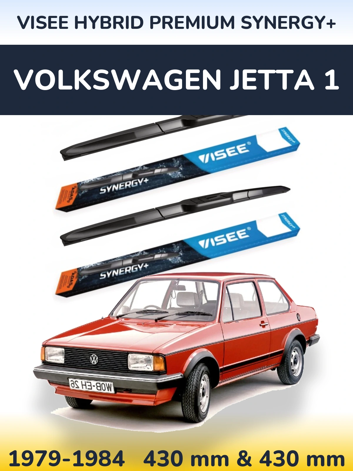 Komplet przednich wycieraczek VISEE HYBRID PREMIUM SYNERGY+ 430 & 430 mm do Volkswagen Jetta 1 1979-1984