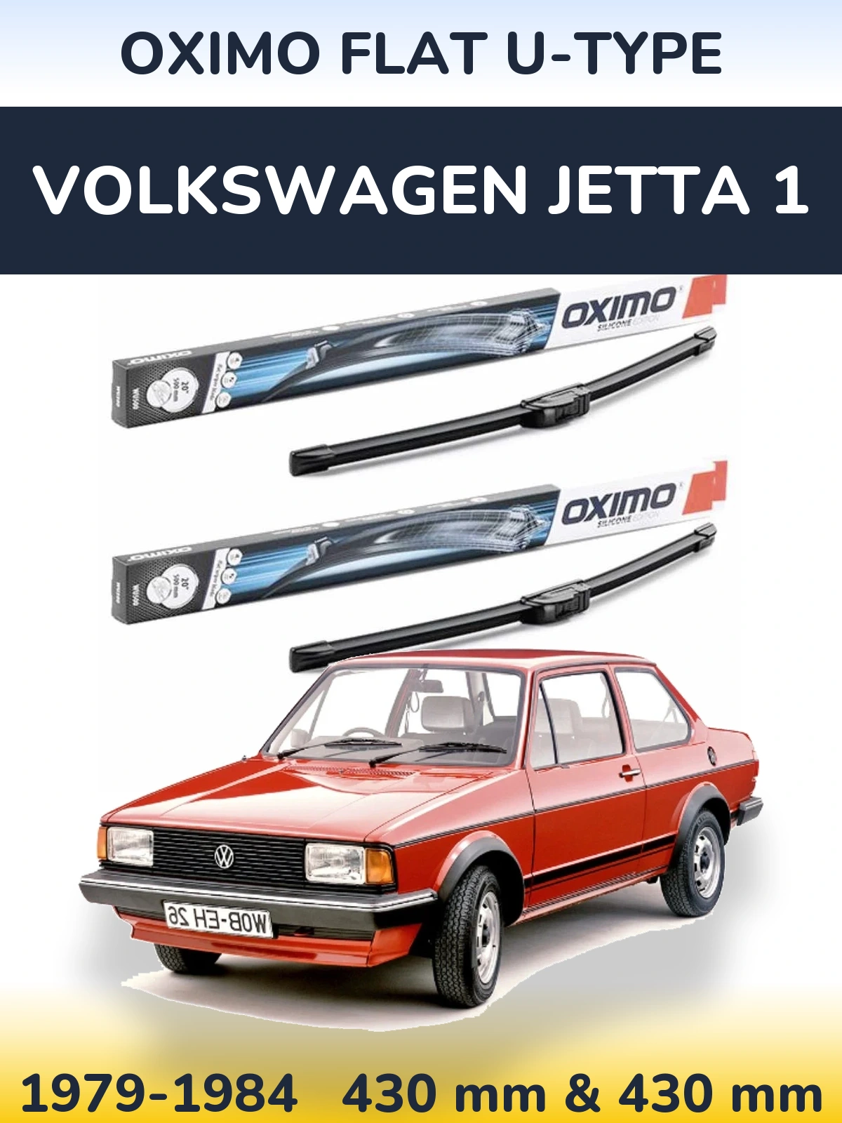 Komplet przednich wycieraczek Oximo Flat U-type 430 & 430 mm do Volkswagen Jetta 1 1979-1984