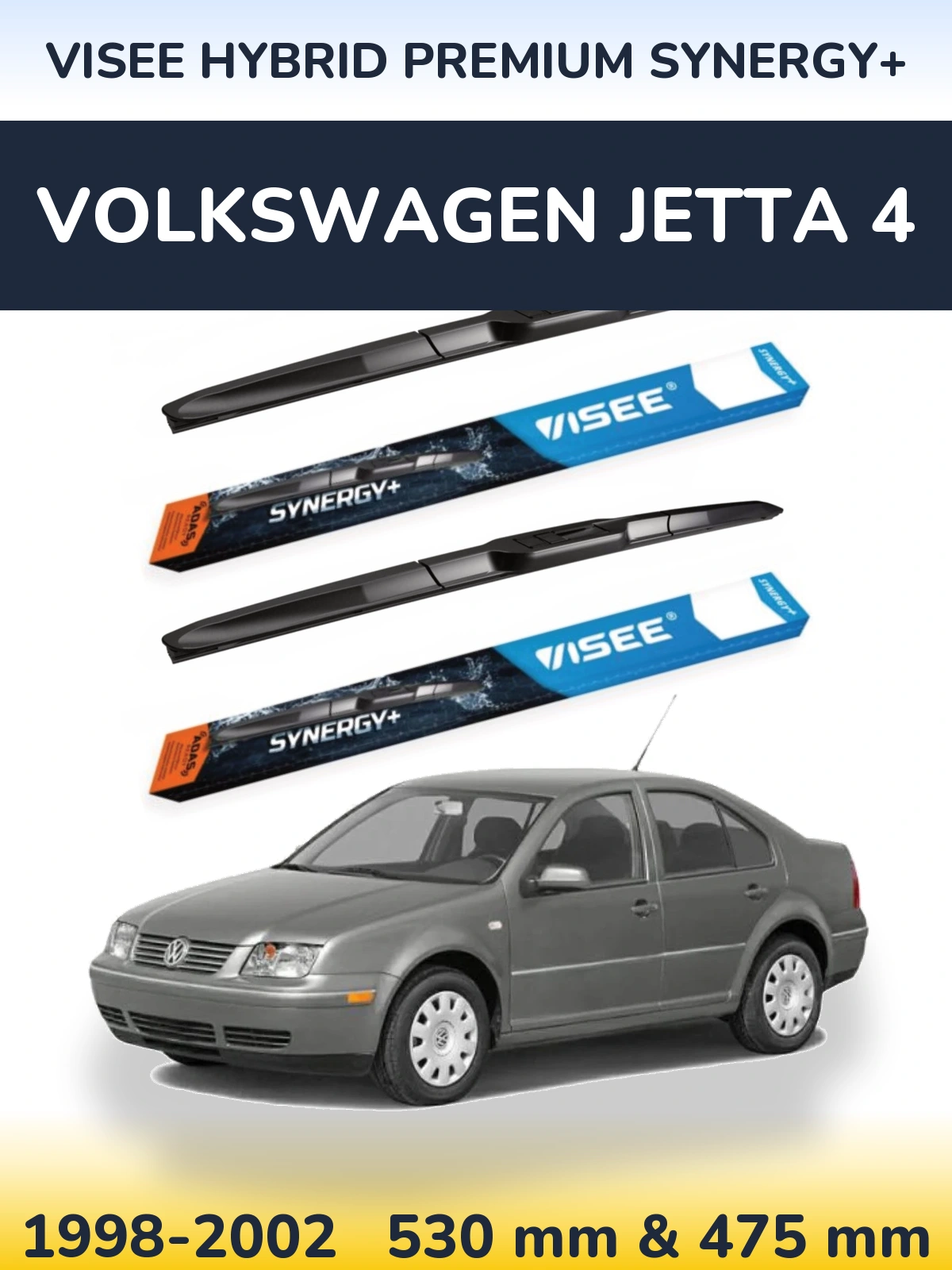 Komplet przednich wycieraczek VISEE HYBRID PREMIUM SYNERGY+ 530 & 475 mm do Volkswagen Jetta 4 1998-2002