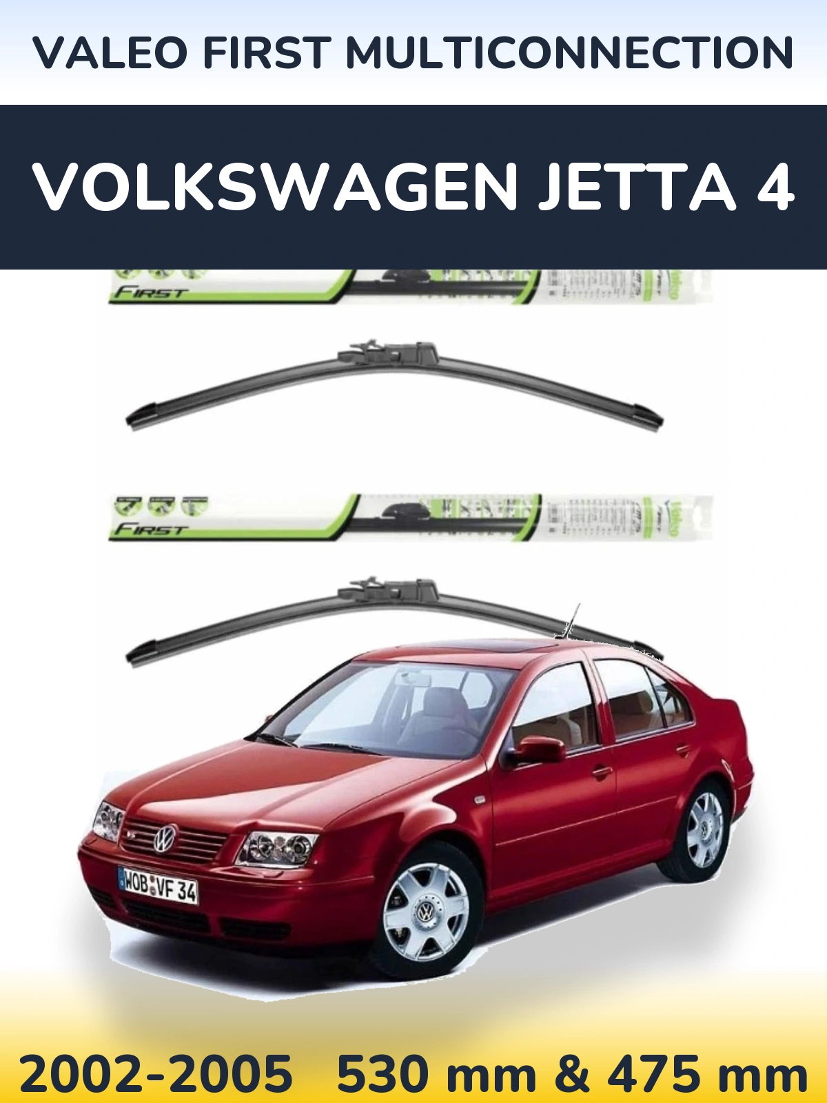 Komplet przednich wycieraczek Valeo First MultiConnection 530 & 475 mm do Volkswagen Jetta 4 2002-2005