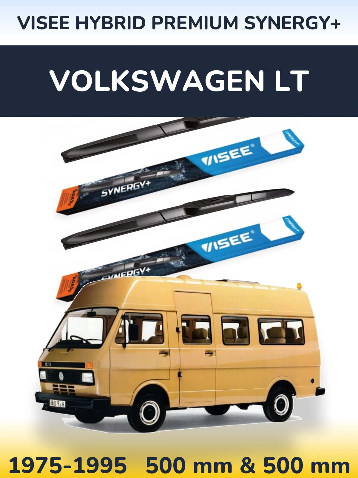 Комплект передних дворников VISEE HYBRID PREMIUM SYNERGY+ 500 & 500 мм для Volkswagen LT 1975-1995
