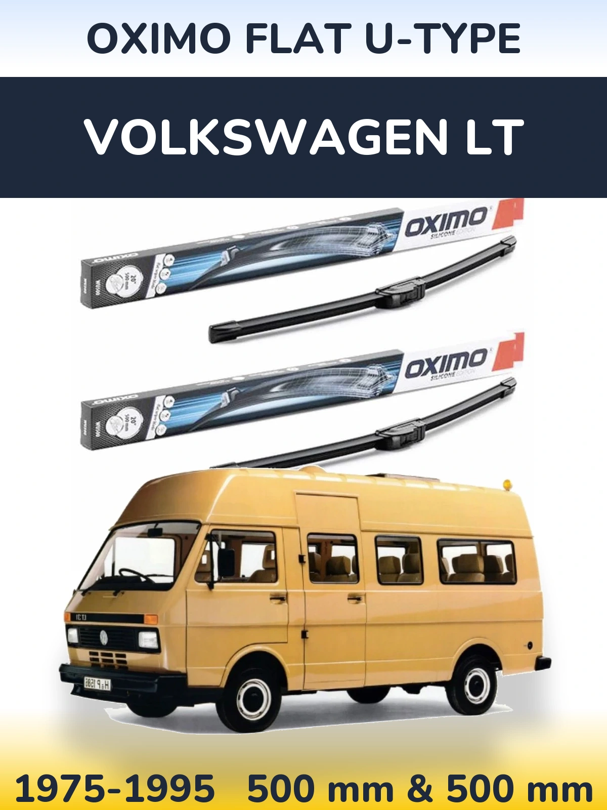 Комплект передних дворников Oximo Flat U-type 500 & 500 мм для Volkswagen LT 1975-1995