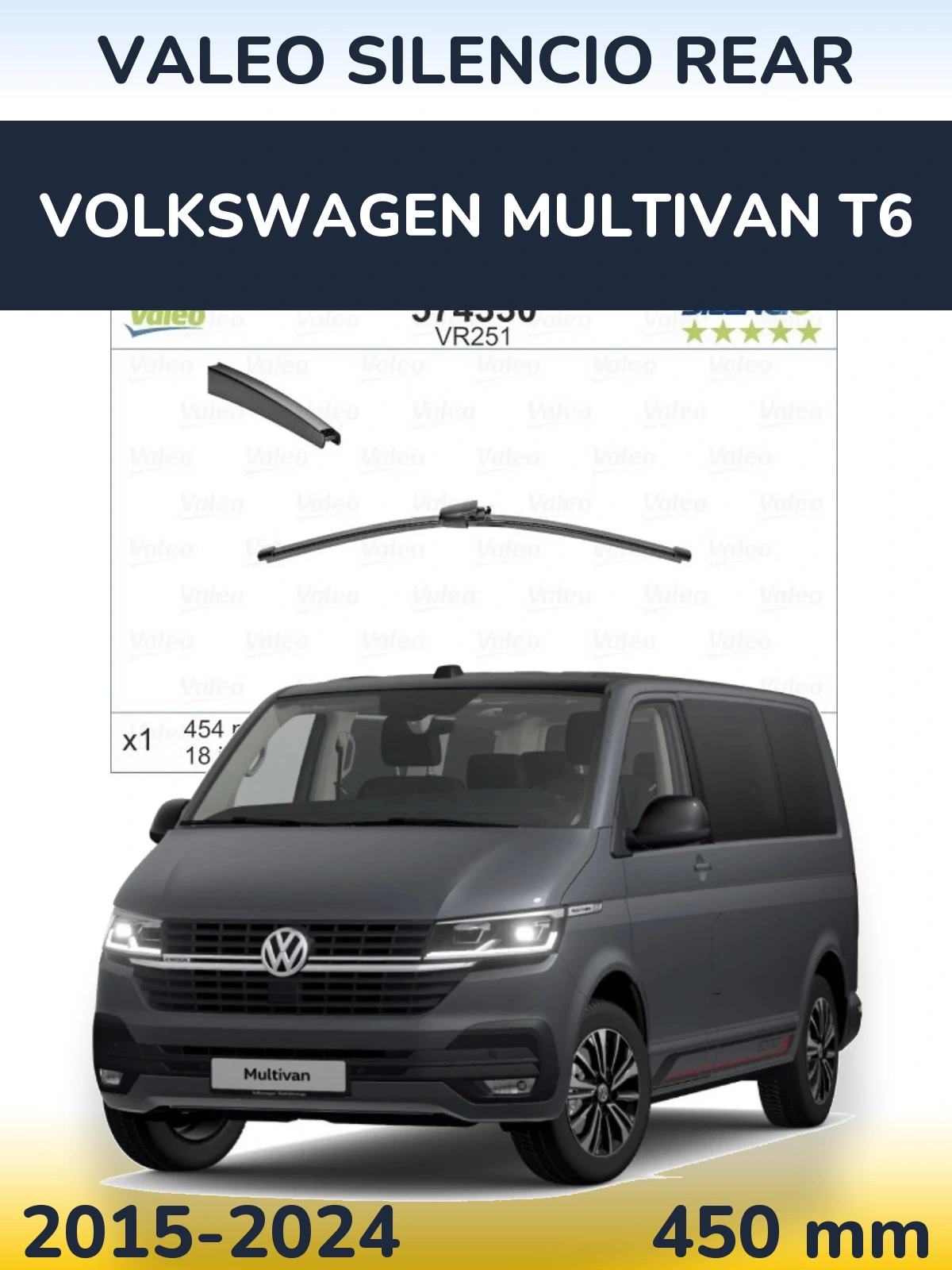 Tylna wycieraczka Valeo Silencio Rear 454 mm do Volkswagen Multivan T6 2015-2024