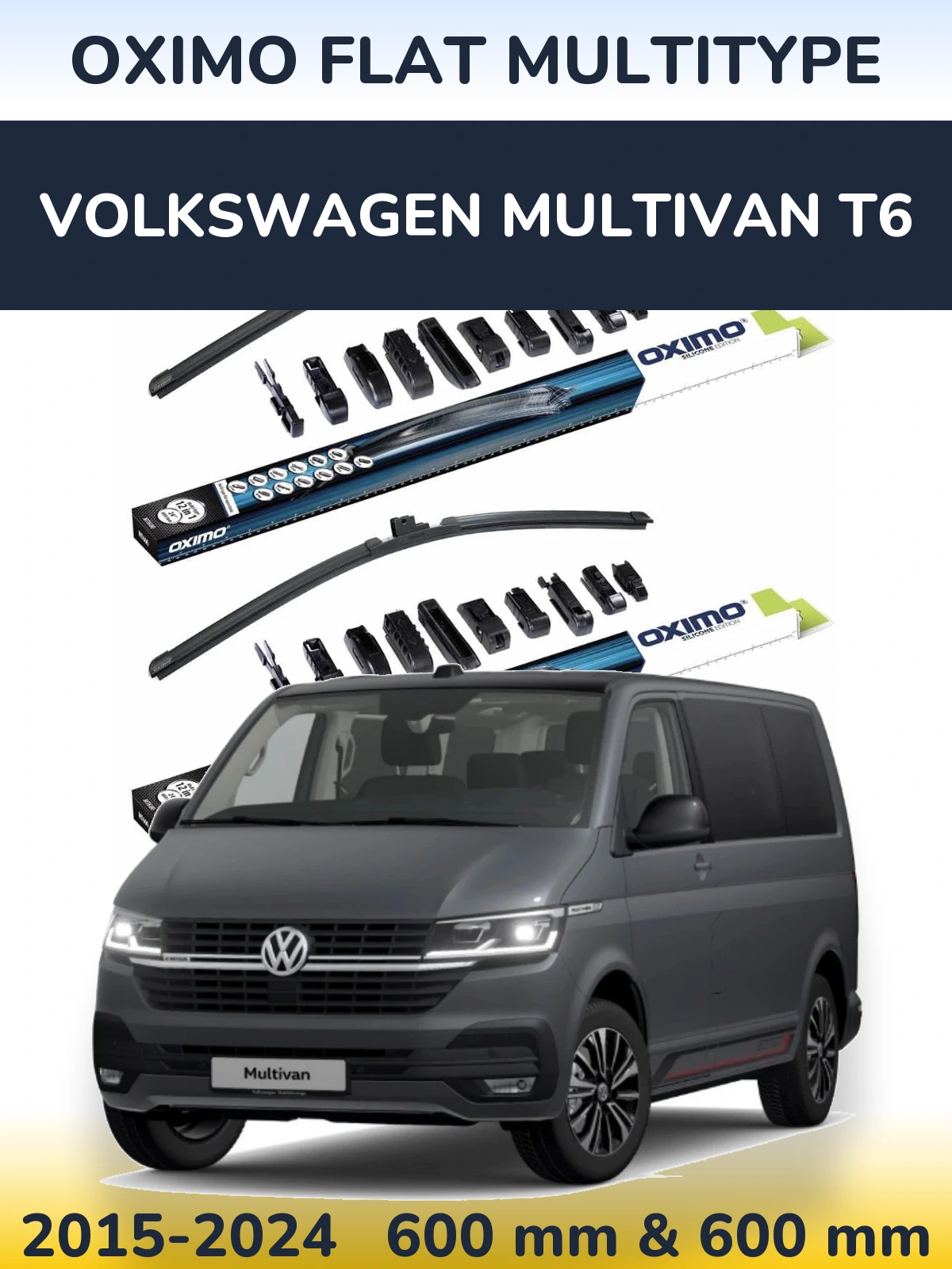 Komplet przednich wycieraczek Oximo Flat MultiType 600 & 600 mm do Volkswagen Multivan T6 2015-2024
