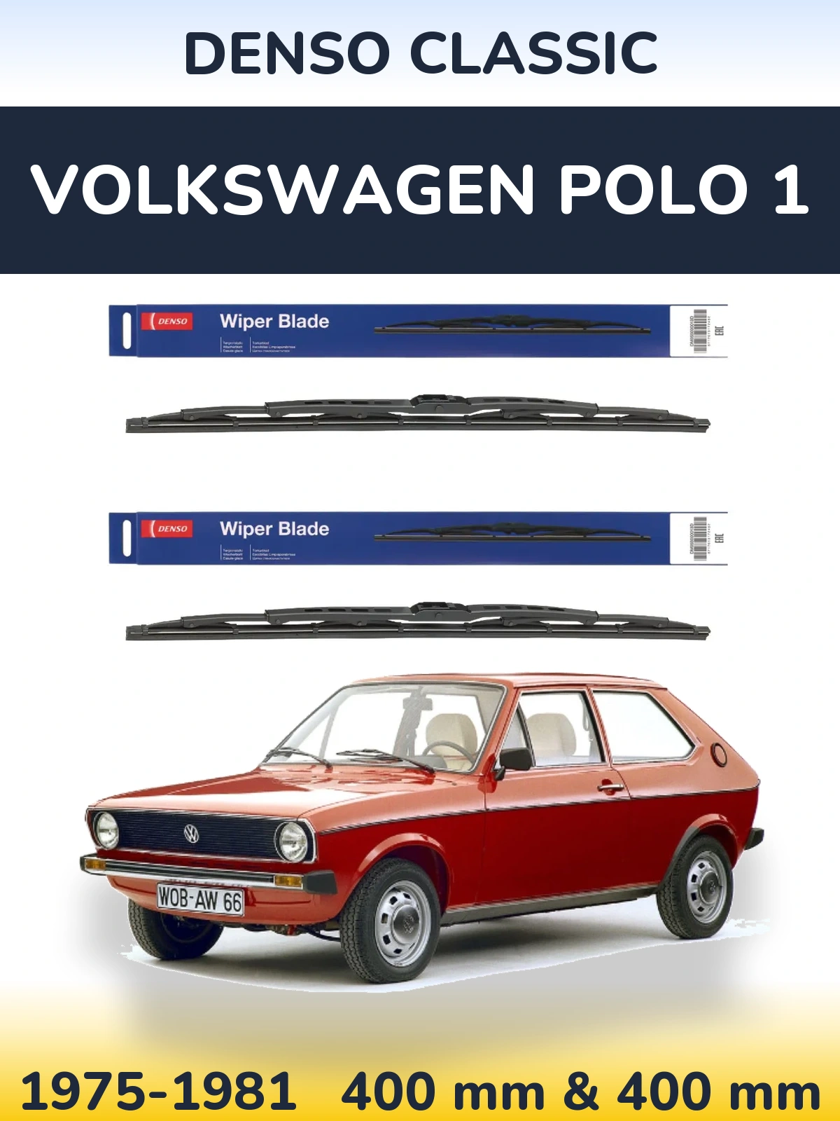 Komplet przednich wycieraczek Denso Classic 400 & 400 mm do Volkswagen Polo 1 1975-1981