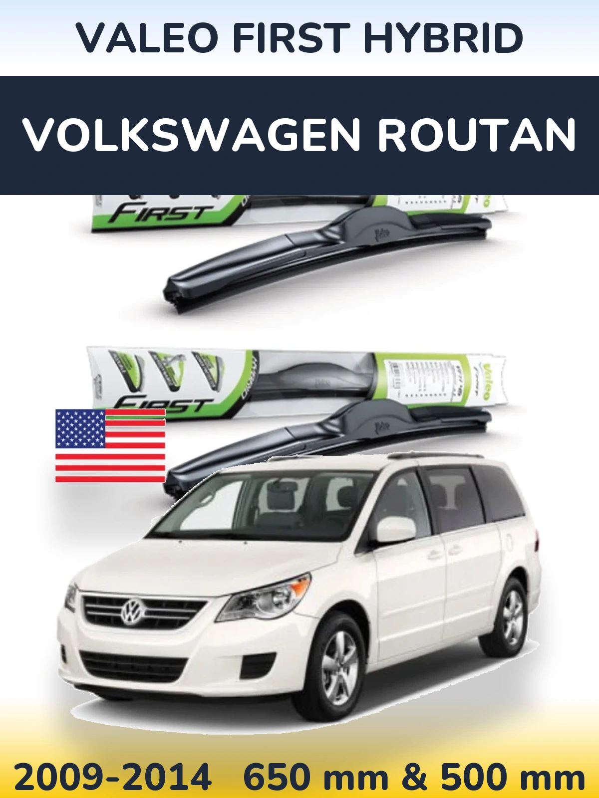 Komplet przednich wycieraczek Valeo First Hybrid 650 & 500 mm do Volkswagen Routan 2009-2014