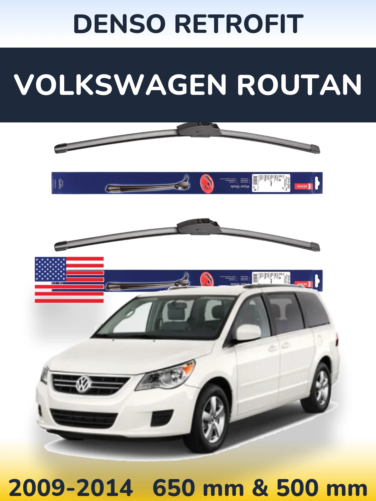 Комплект передних дворников Denso Retrofit 650 & 500 мм для Volkswagen Routan 2009-2014