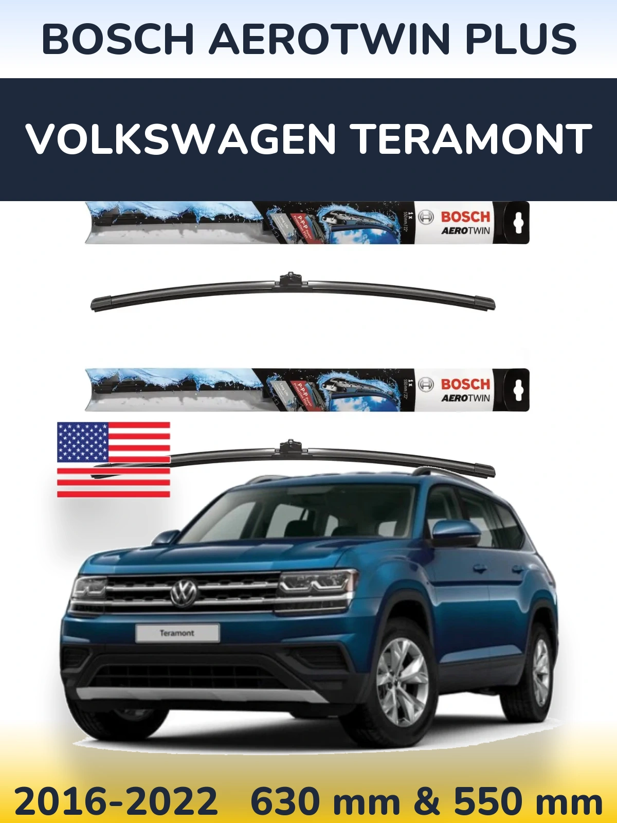 Komplet przednich wycieraczek BOSCH AeroTwin Plus 600 & 550 mm do Volkswagen Teramont 2016-2022