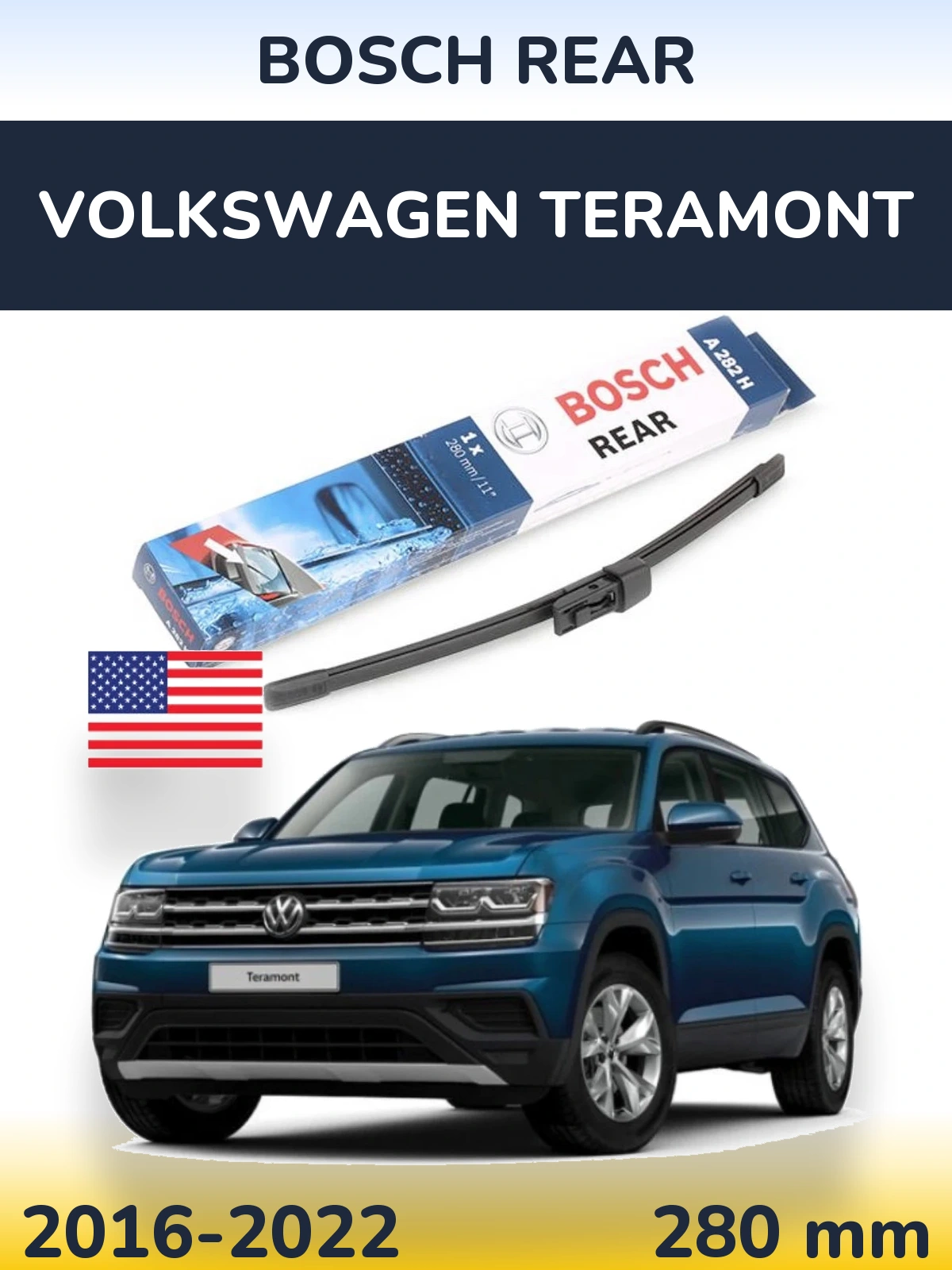 Задний дворник BOSCH Rear 280 мм для Volkswagen Teramont 2016-2022