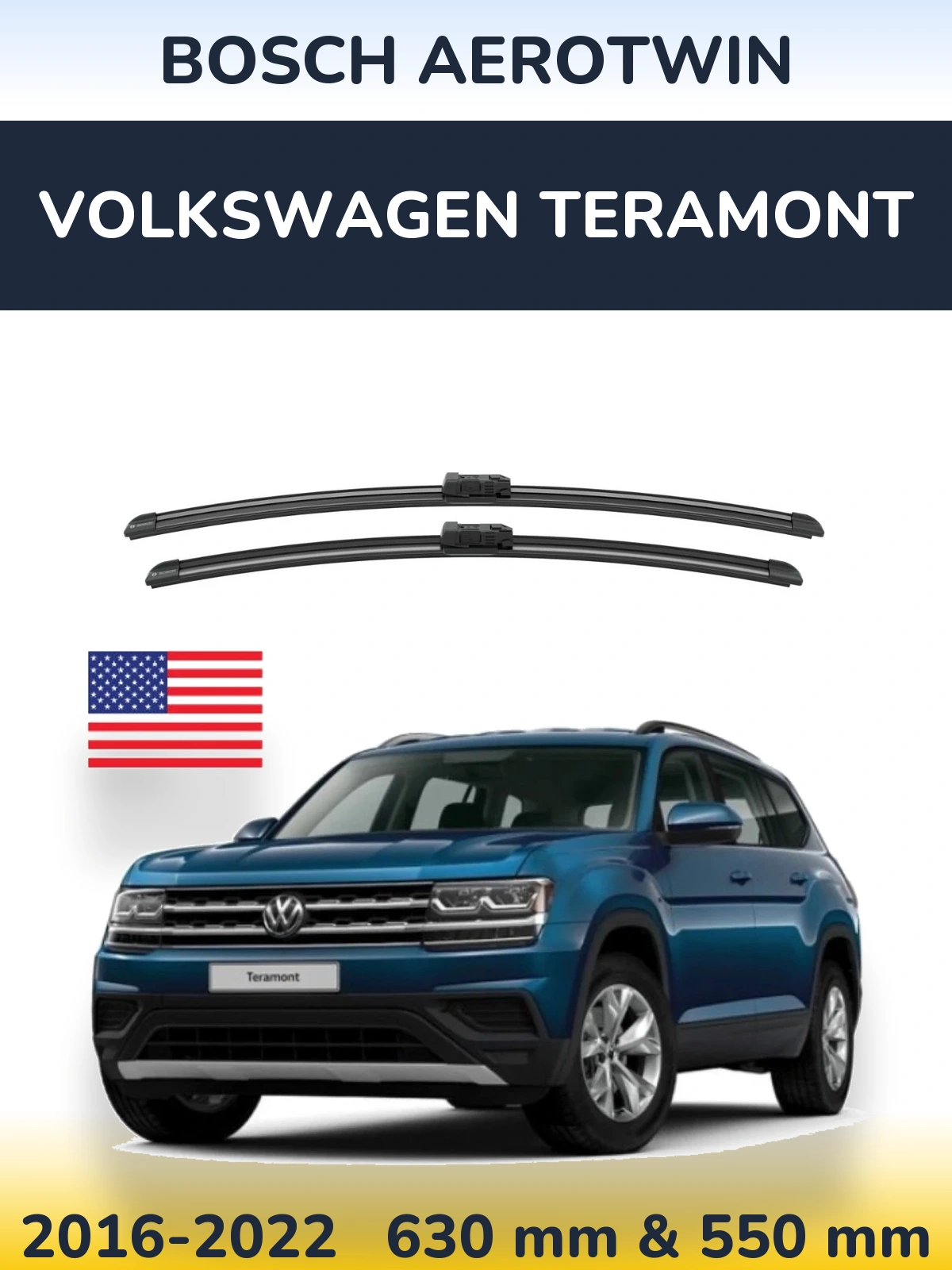 Komplet przednich wycieraczek BOSCH AeroTwin 625 & 550 mm do Volkswagen Teramont 2016-2022