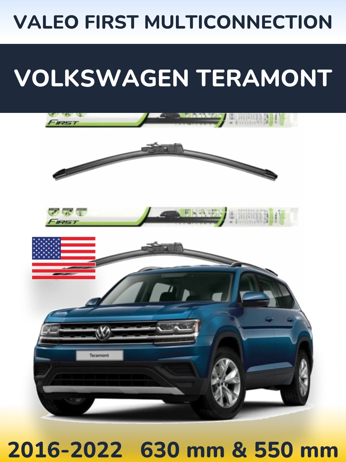 Komplet przednich wycieraczek Valeo First MultiConnection 600 & 550 mm do Volkswagen Teramont 2016-2022